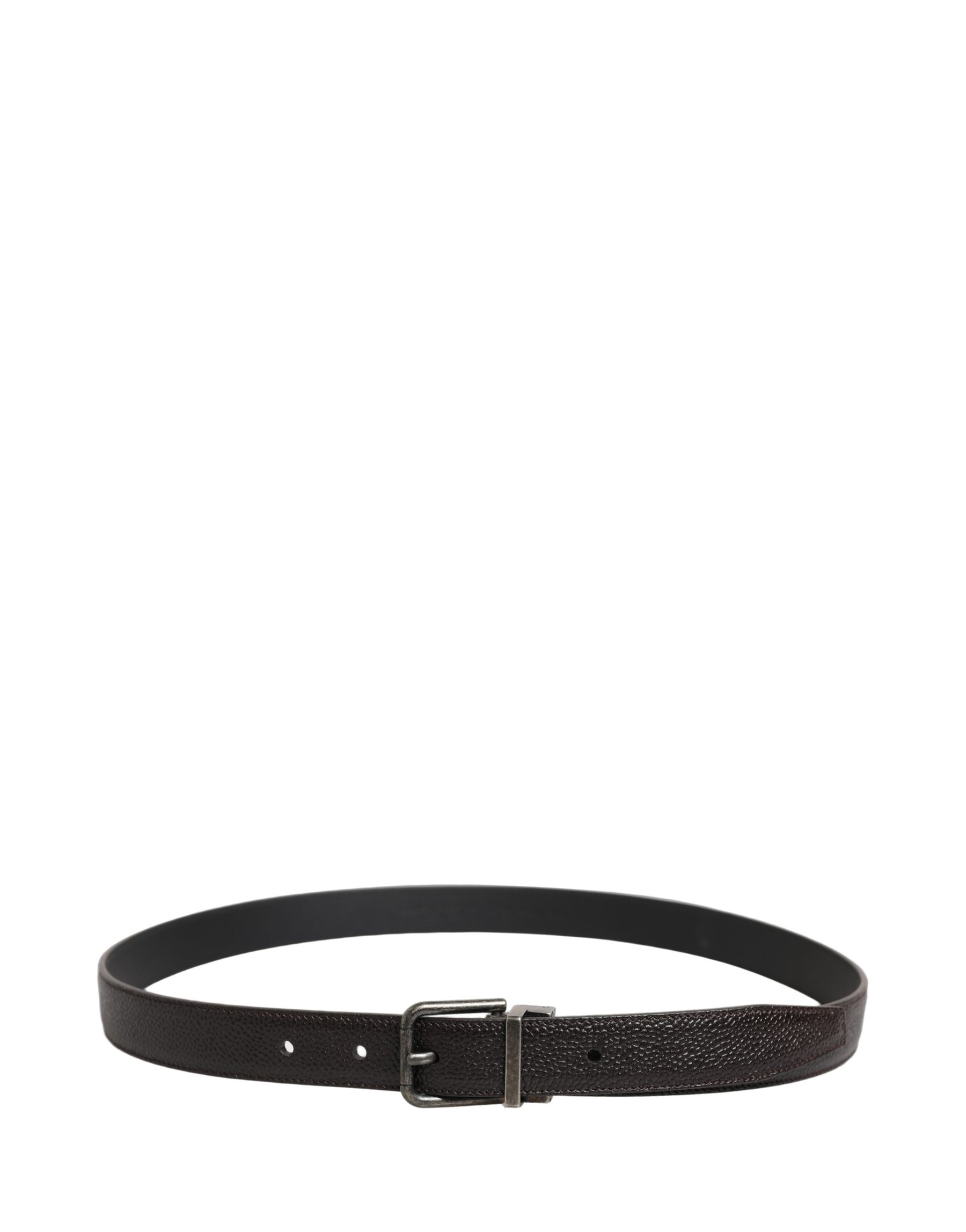 Dolce & Gabbana Brown Calf Leather Vintage Style Silver Buckle Belt | Regal Royce