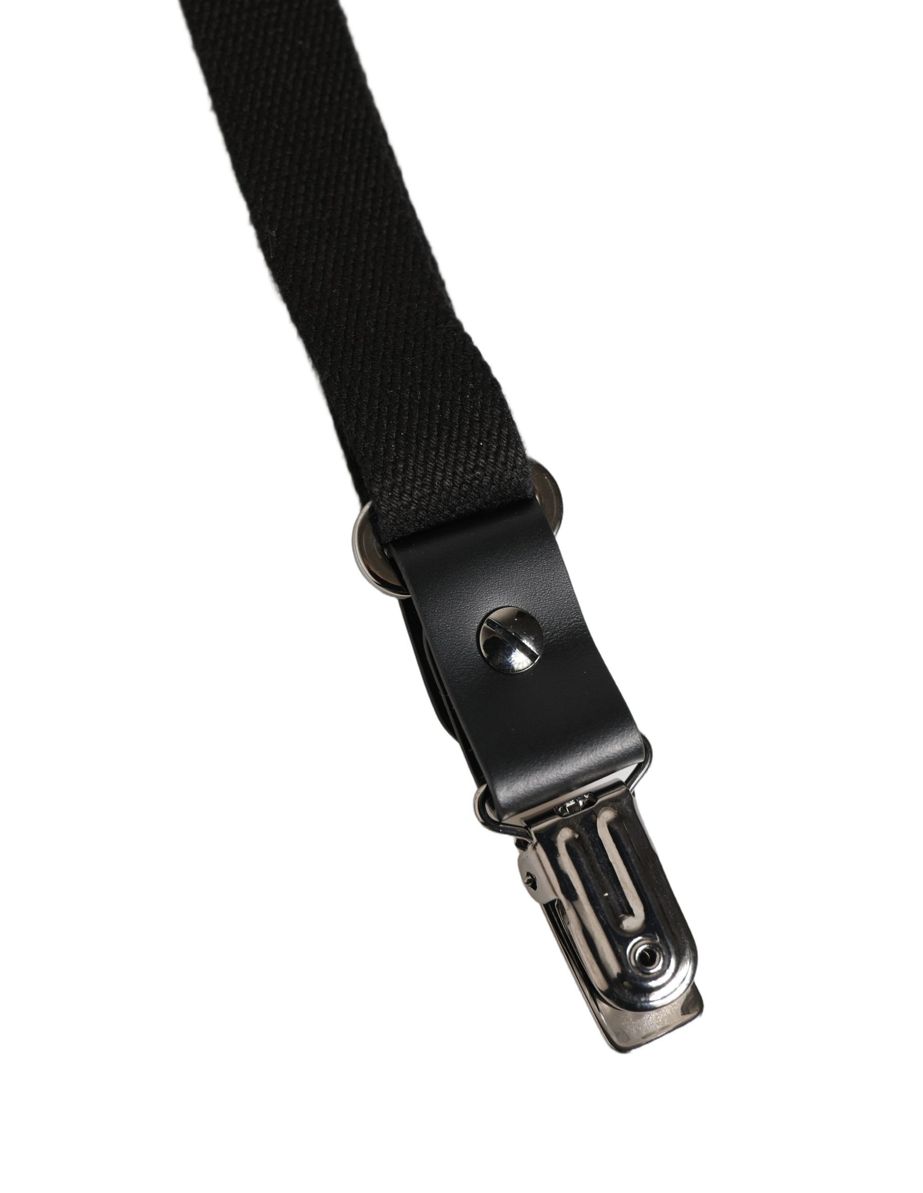 Dolce & Gabbana Black Cotton Leather Elastic Y-back Metal Clips Suspender | Regal Royce