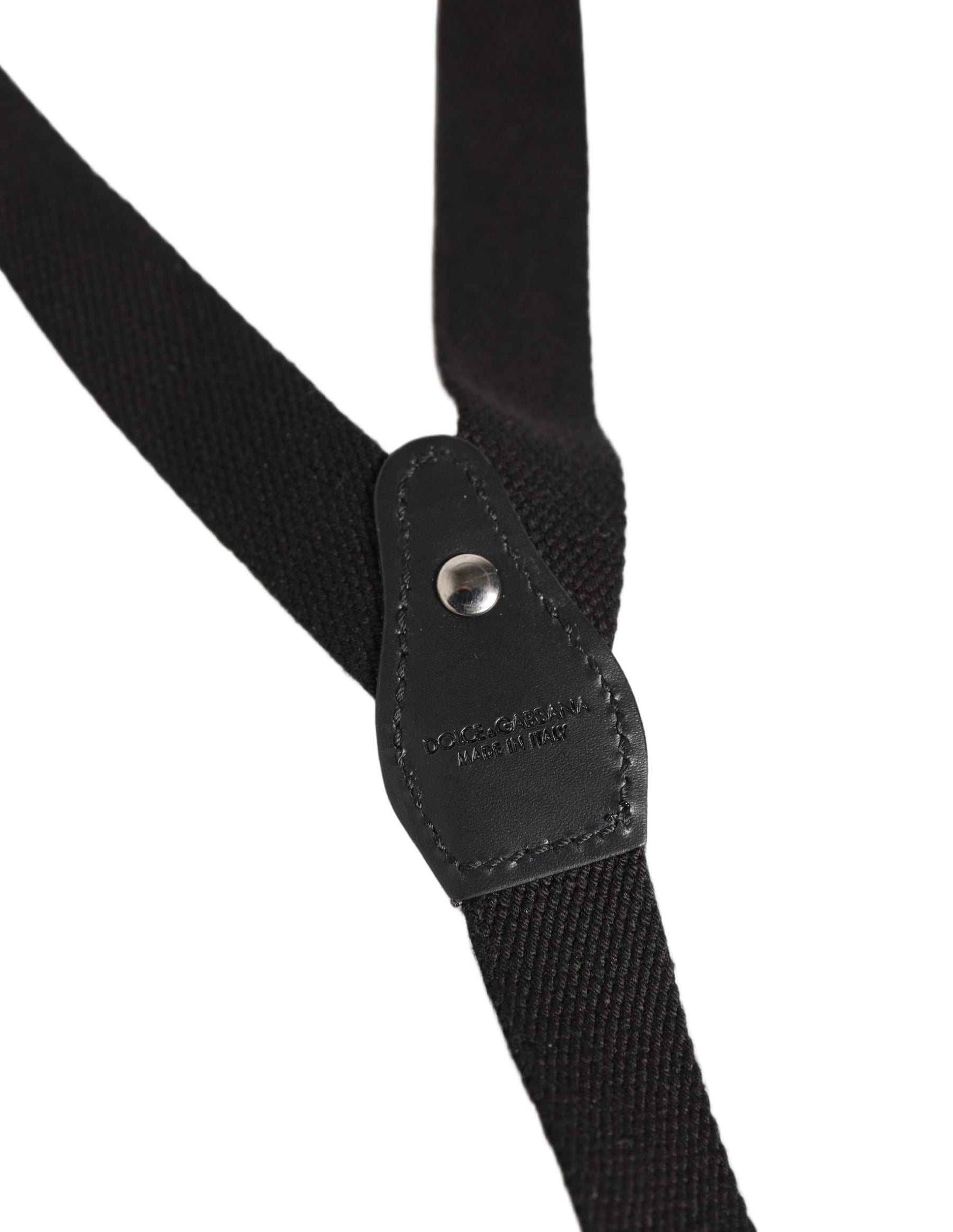 Dolce & Gabbana Black Cotton Leather Elastic Y-back Metal Clips Suspender | Regal Royce