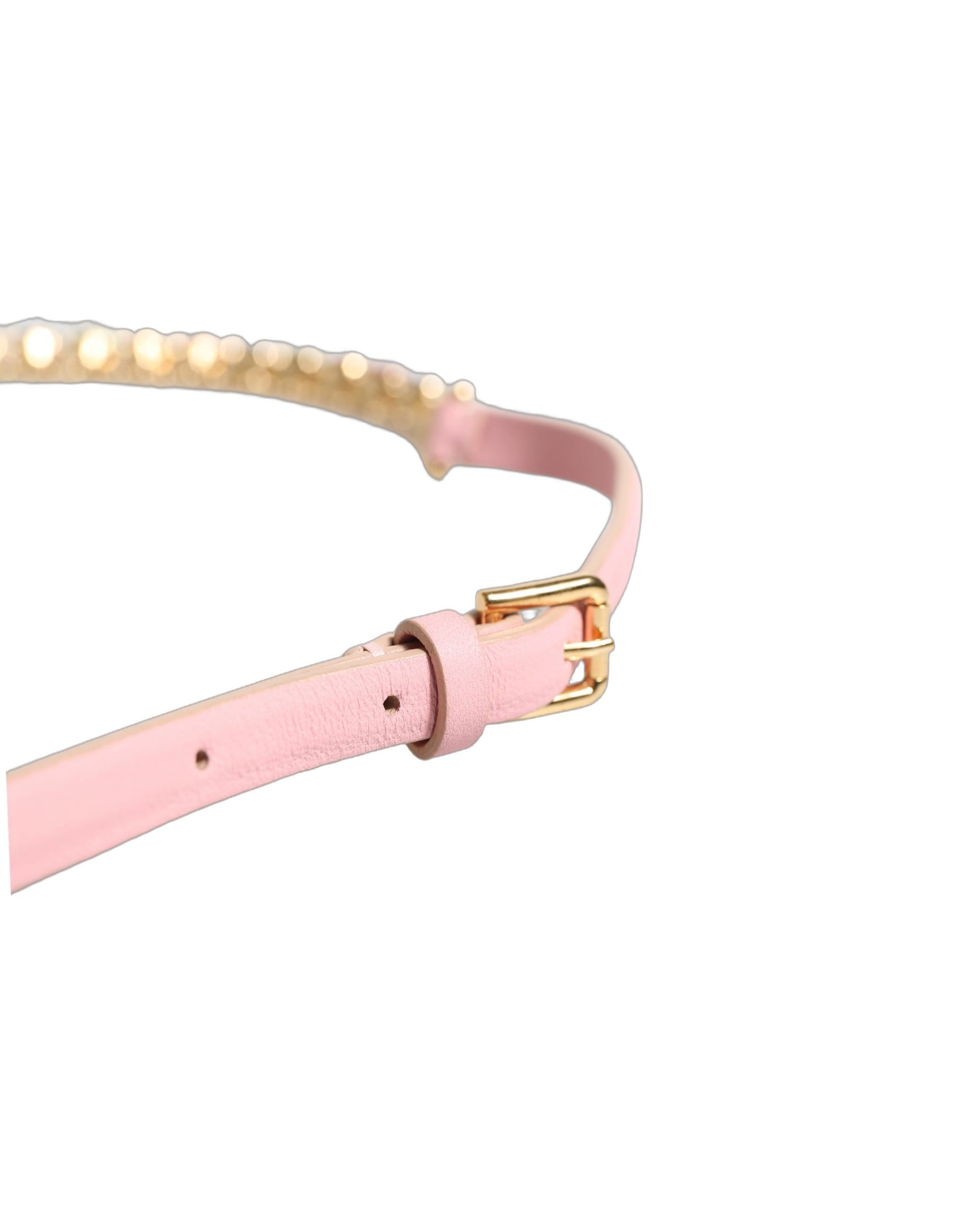 Dolce & Gabbana Pink Leather Crystal Chain Embellished Belt | Regal Royce