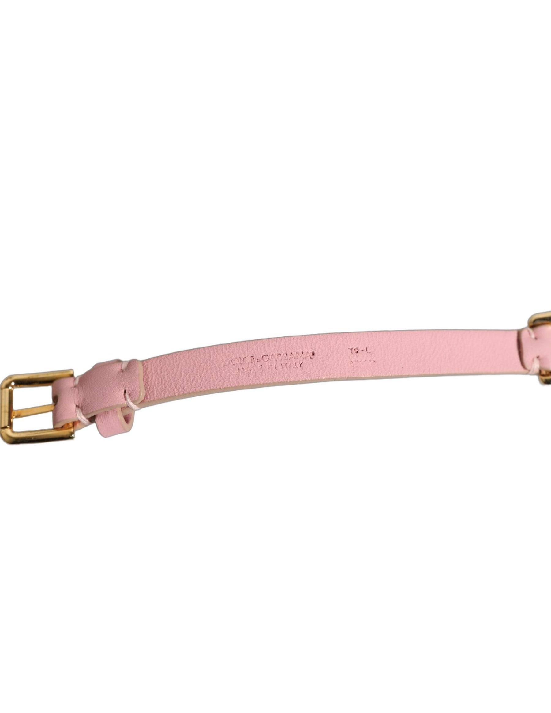 Dolce & Gabbana Pink Leather Crystal Chain Embellished Belt | Regal Royce