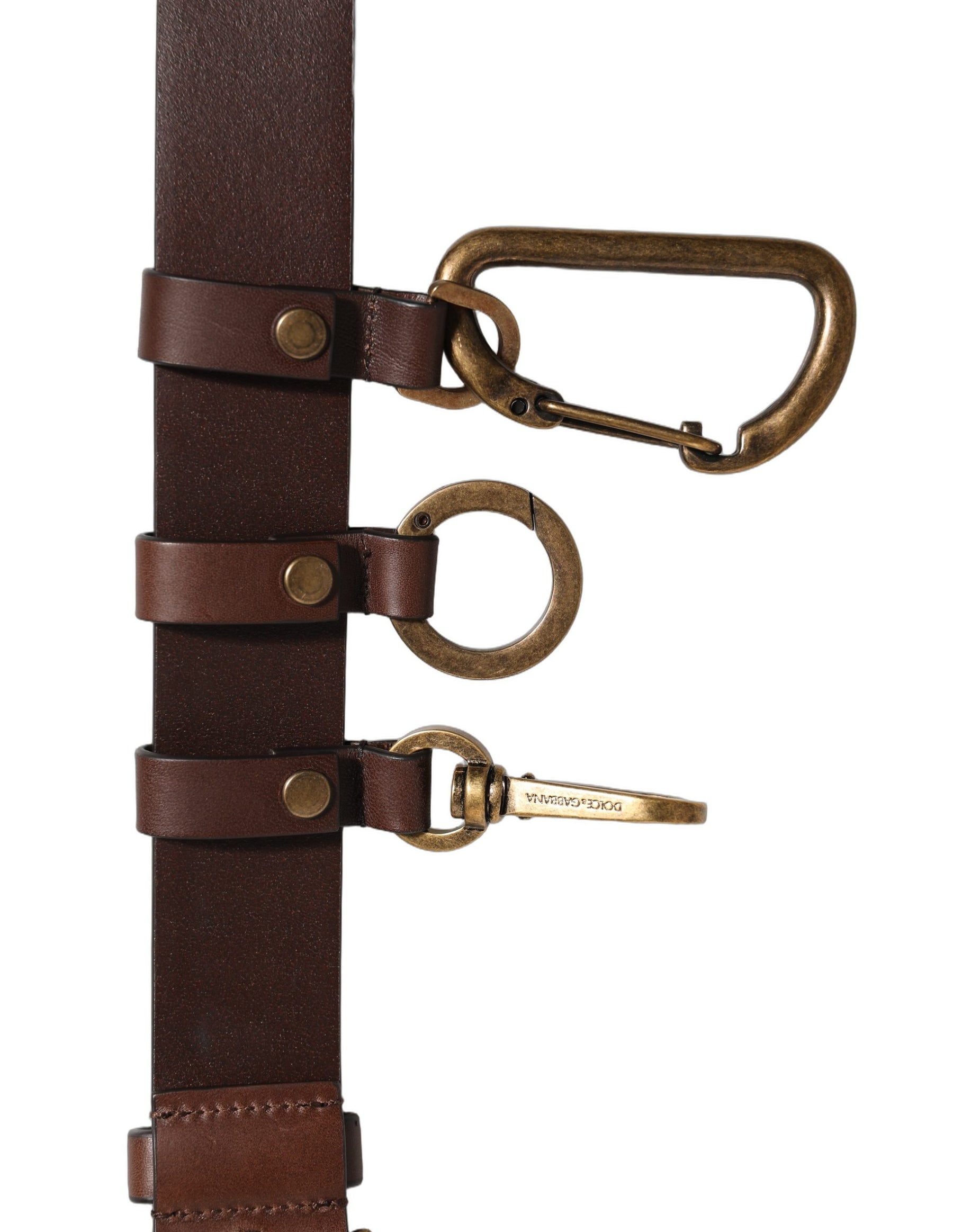 Dolce & Gabbana Brown Calfskin Leather Gold Metal Buckle Belt | Regal Royce