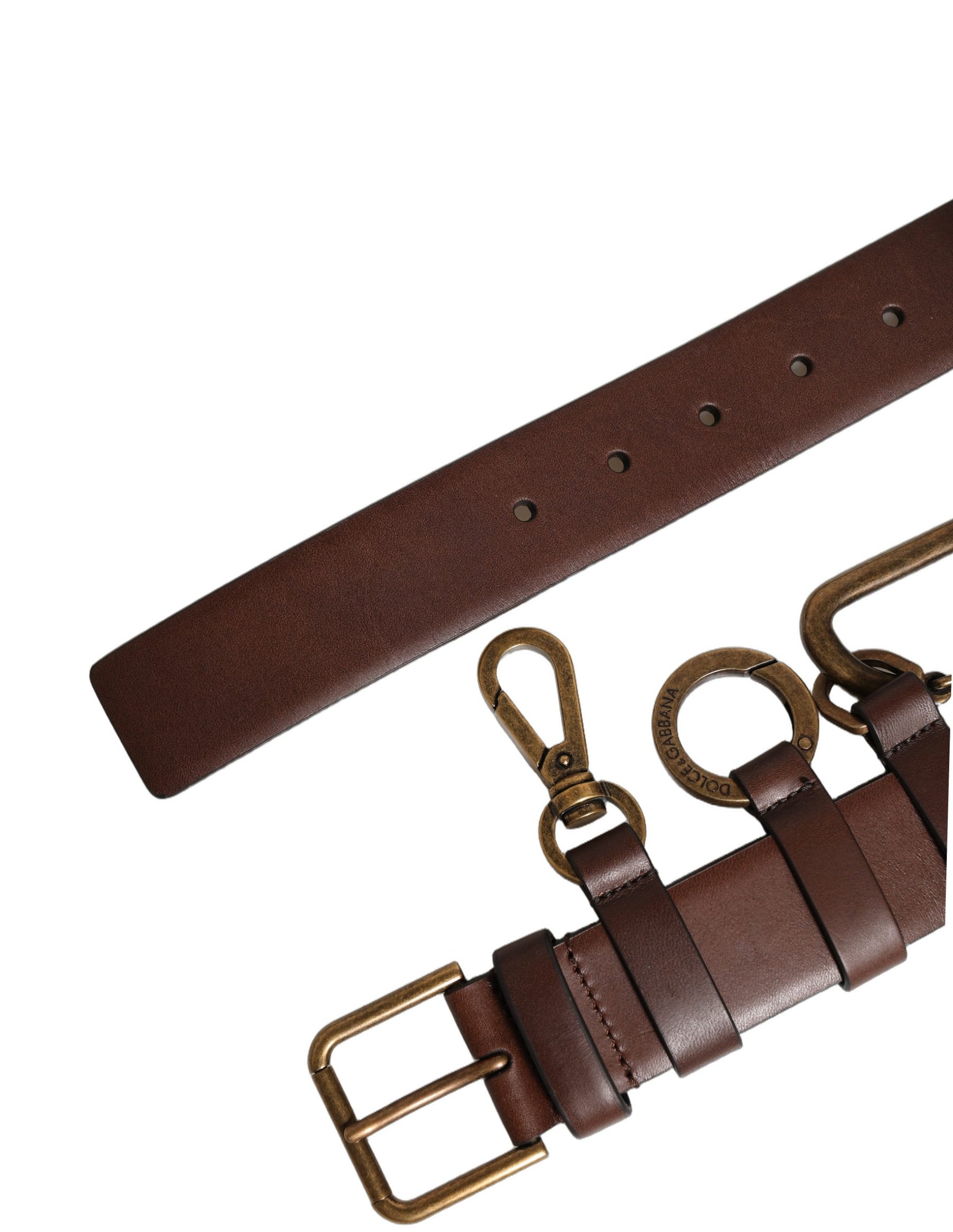 Dolce & Gabbana Brown Calfskin Leather Gold Metal Buckle Belt | Regal Royce