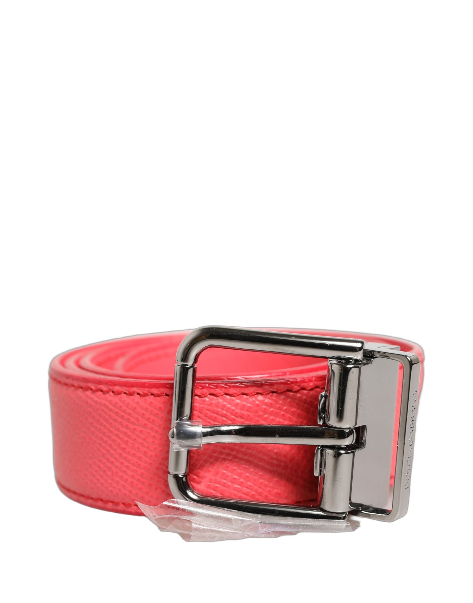 Dolce & Gabbana Pink Lambskin Leather Silver Metal Buckle Belt | Regal Royce
