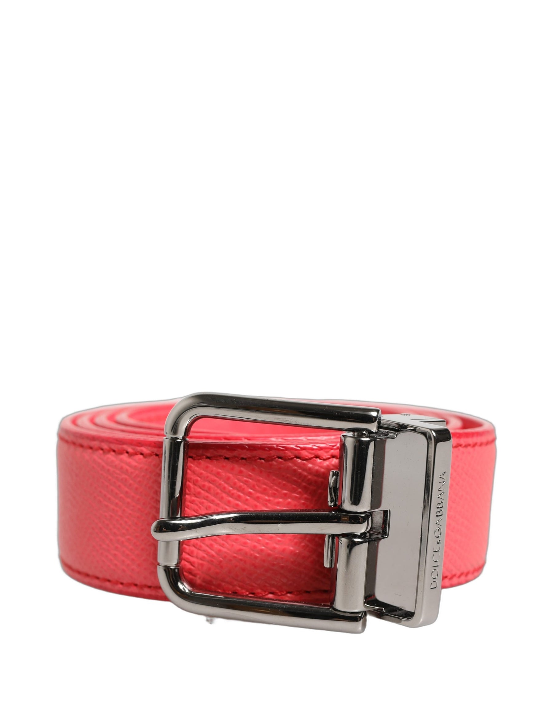 Dolce & Gabbana Pink Lambskin Leather Silver Metal Buckle Belt | Regal Royce