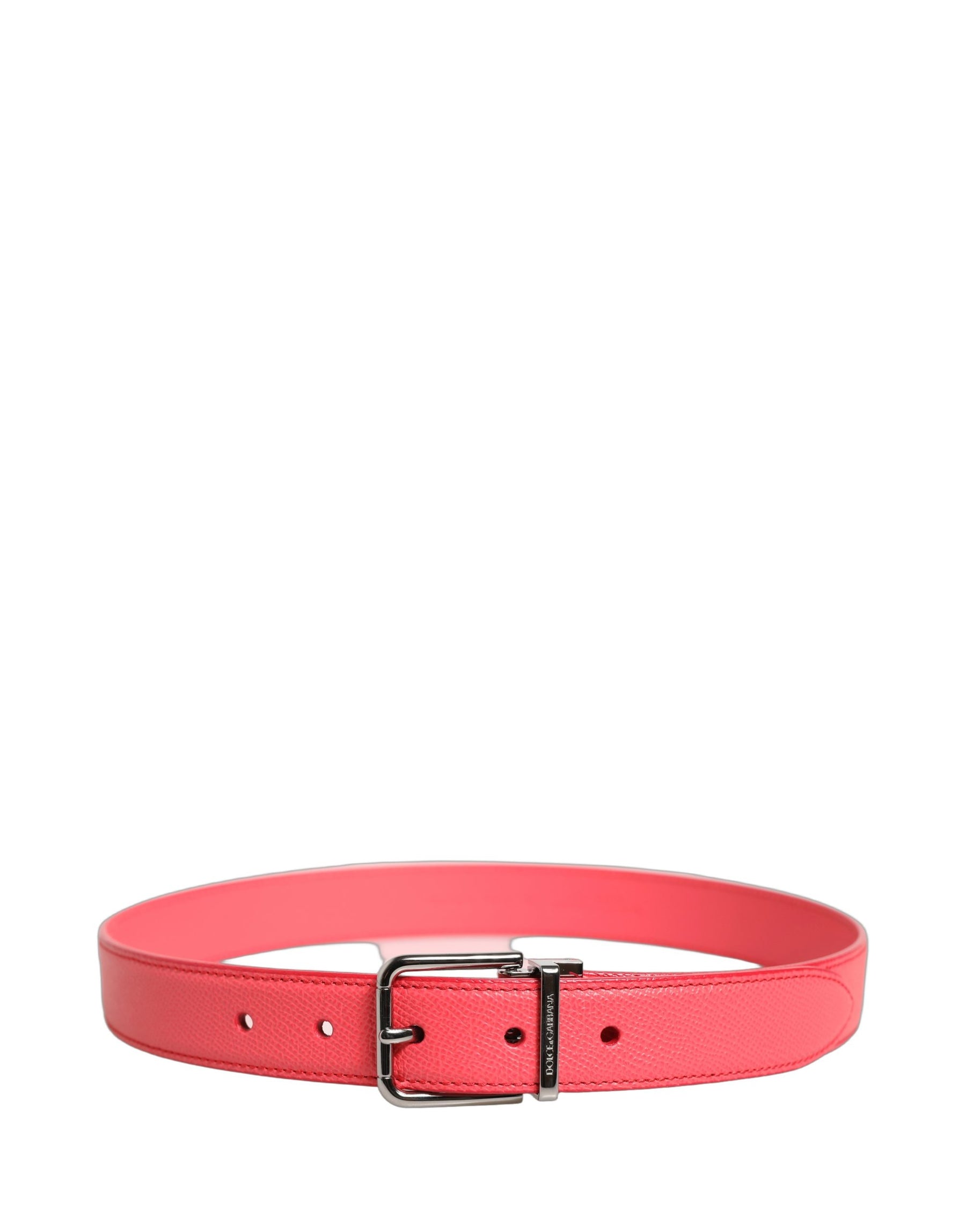 Dolce & Gabbana Pink Lambskin Leather Silver Metal Buckle Belt | Regal Royce