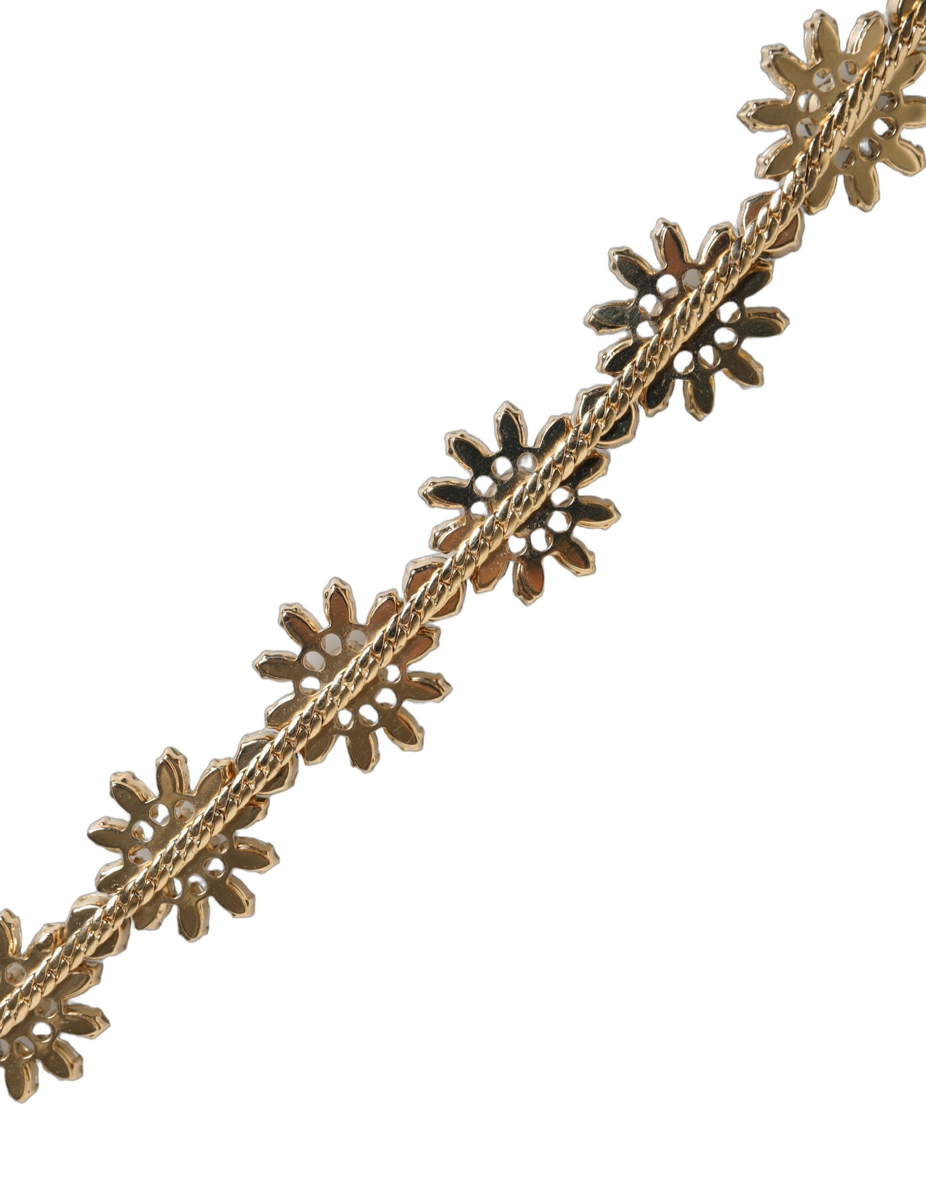 Dolce & Gabbana Green Leather Daisy Crystal Embellished Waist Belt | Regal Royce
