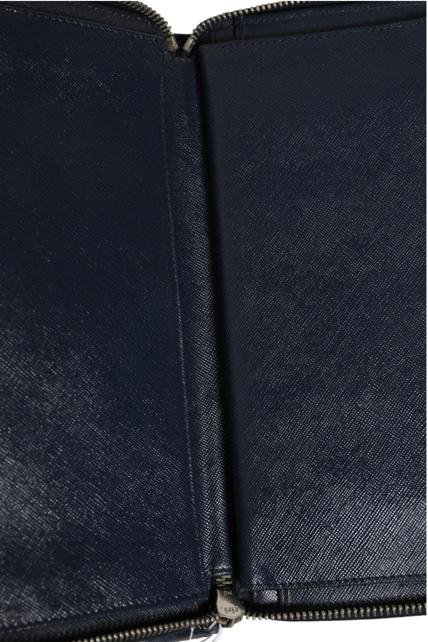 Prada Navy Oliver Embossed Leather Zip-Around Wallet | Regal Royce