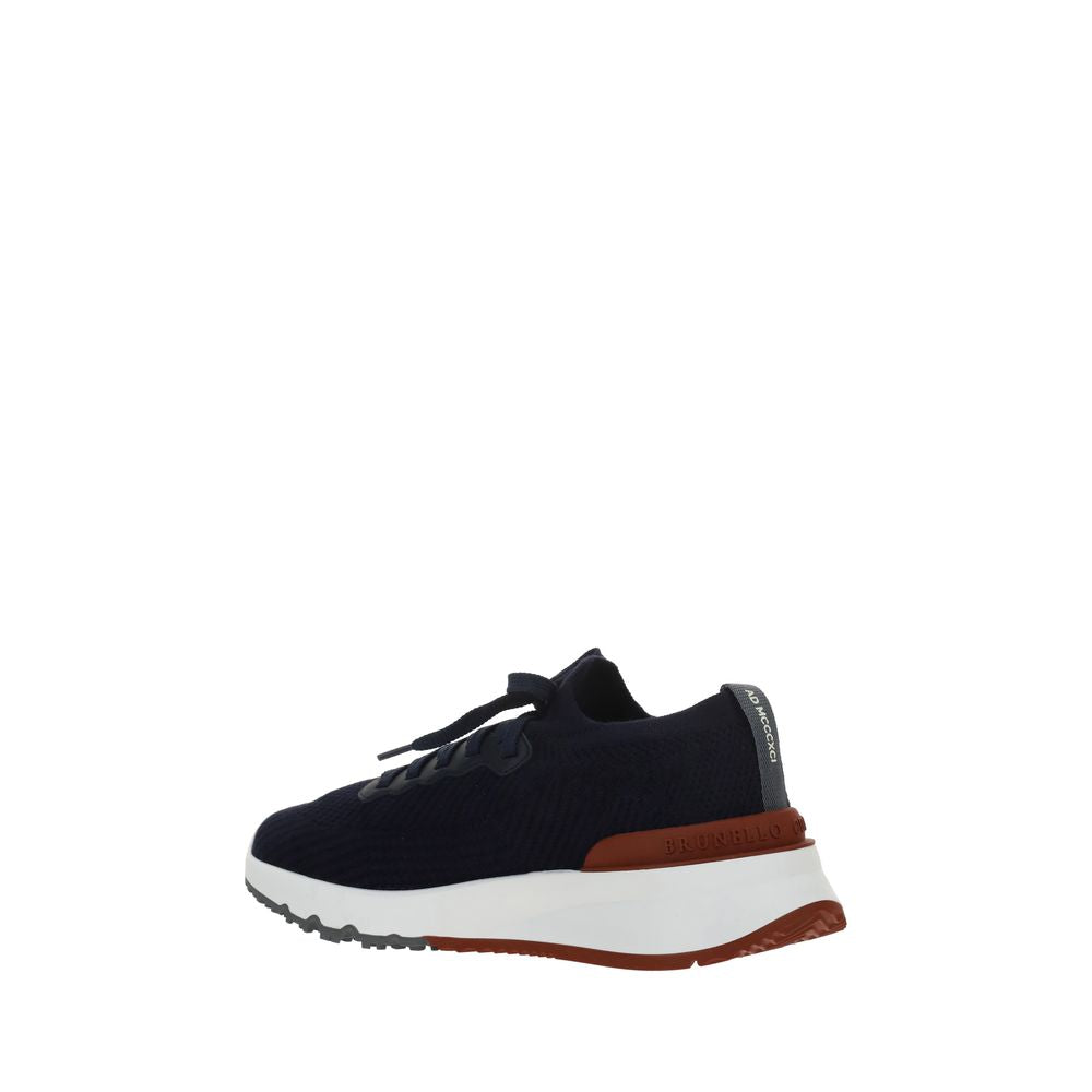 Brunello Cucinelli Blue Cotton Low Top Sneakers | Regal Royce