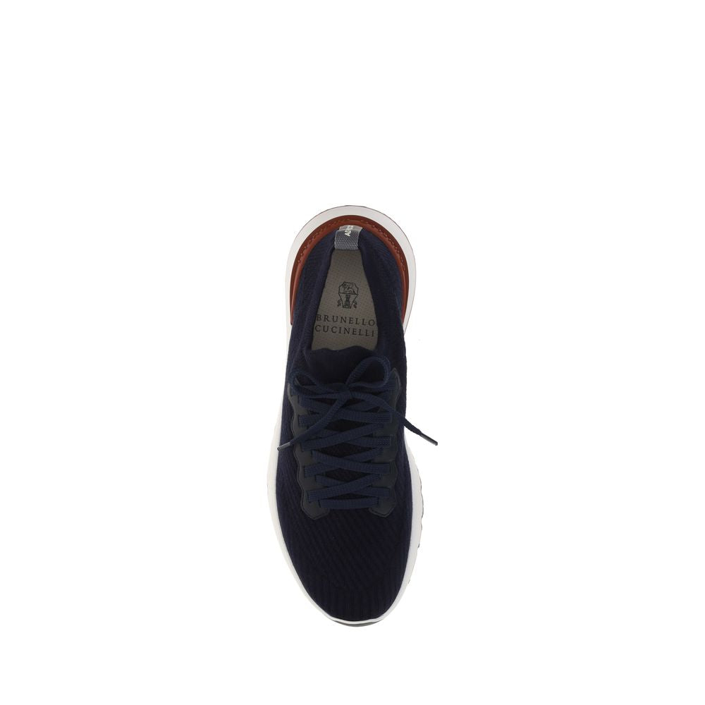 Brunello Cucinelli Blue Cotton Low Top Sneakers | Regal Royce