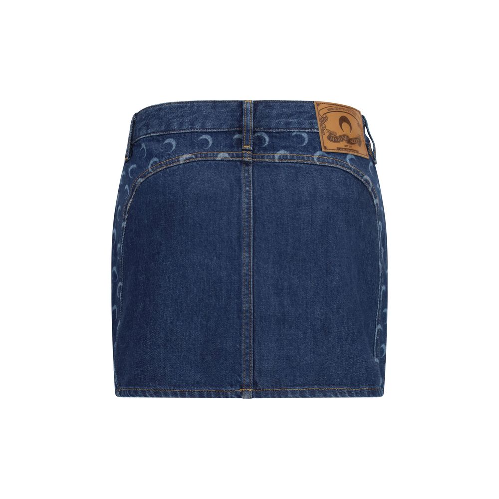 Marine Serre Blue Cotton Mini Skirt | Regal Royce