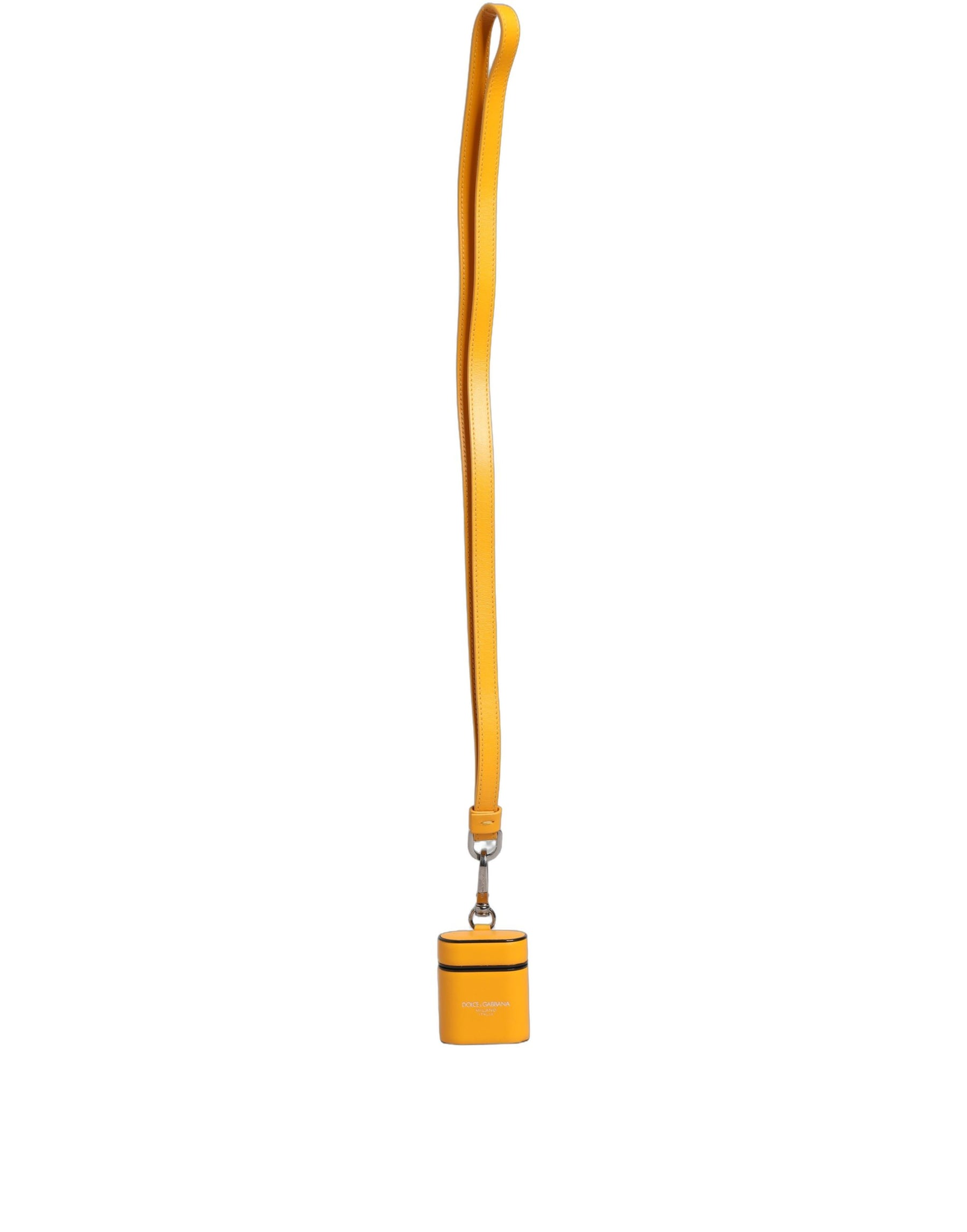Dolce & Gabbana Case Yellow Calf Leather Logo Flip Holder Strap Airpods | Regal Royce