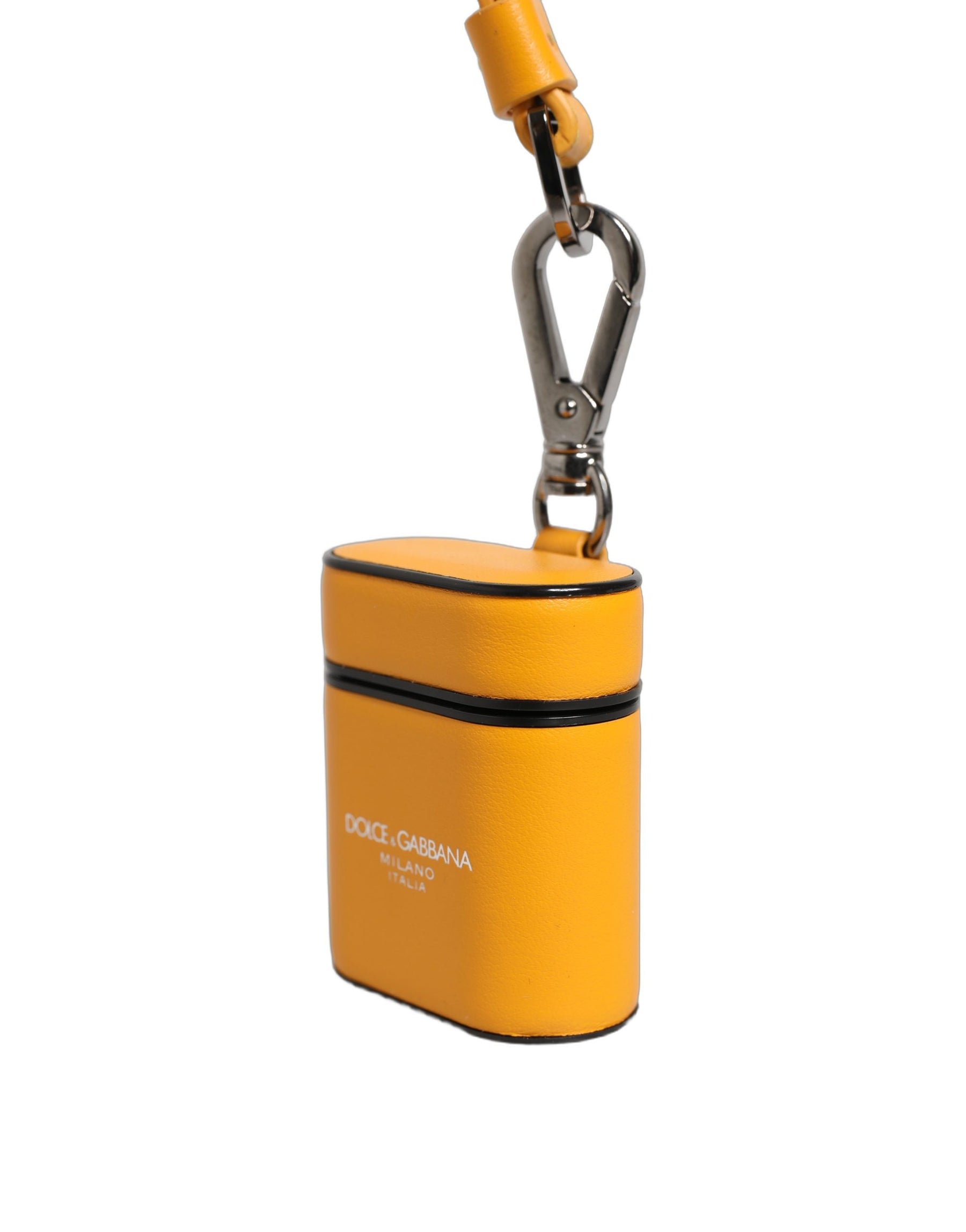 Dolce & Gabbana Case Yellow Calf Leather Logo Flip Holder Strap Airpods | Regal Royce