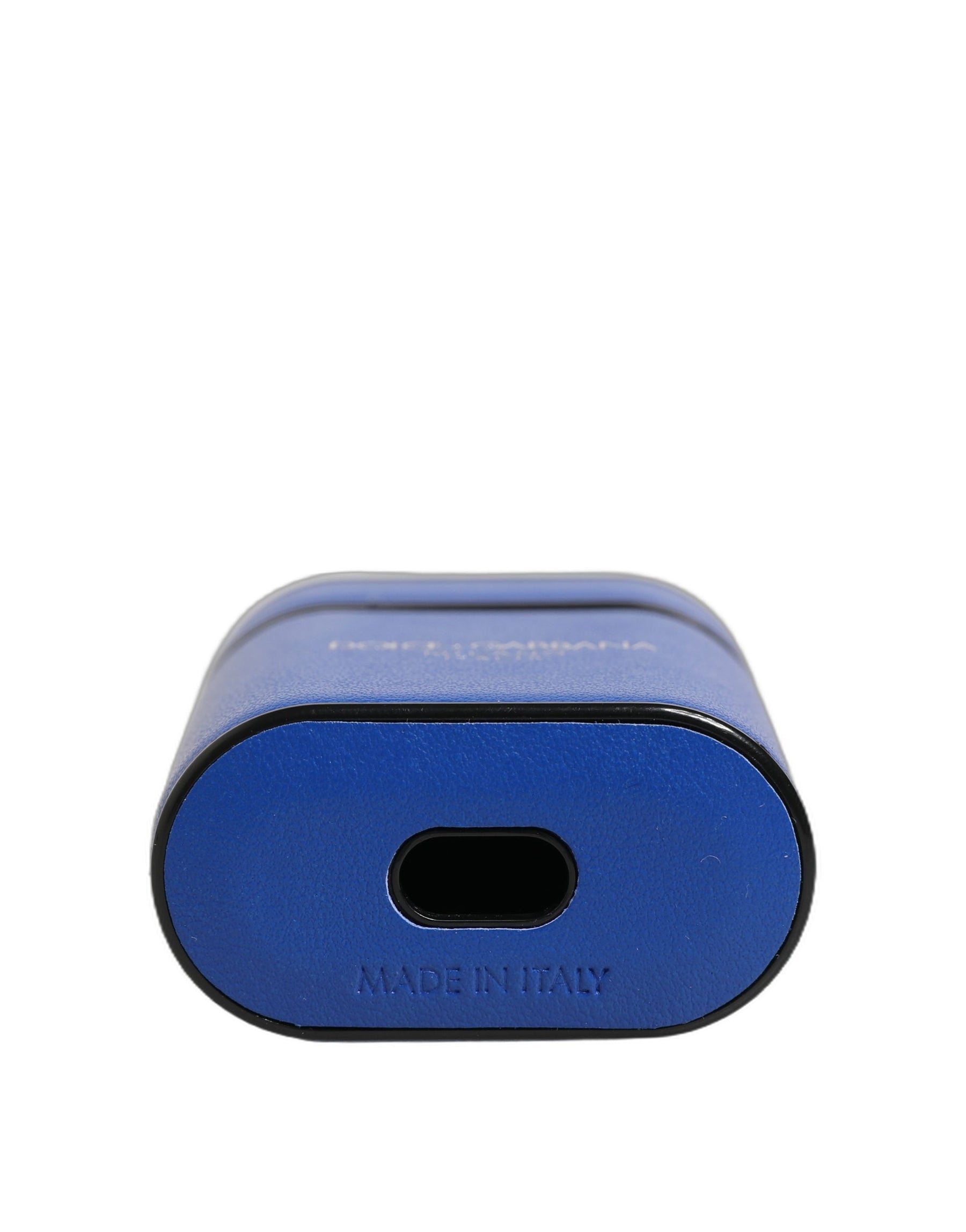 Dolce & Gabbana Case Blue Calf Leather Logo Flip Holder Strap Airpods | Regal Royce