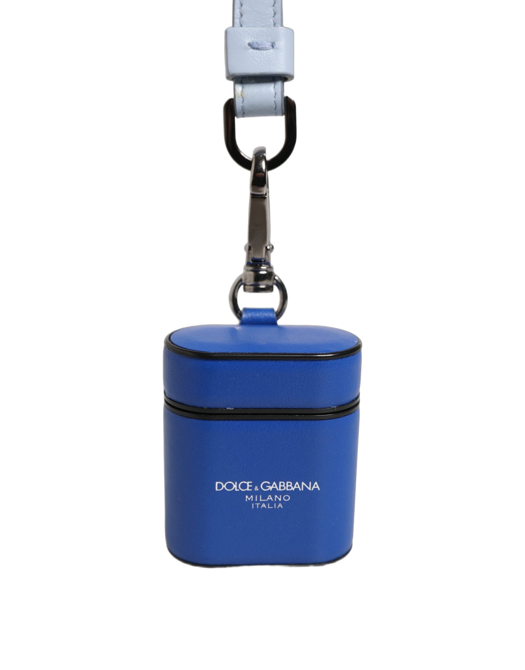 Dolce & Gabbana Case Blue Calf Leather Logo Flip Holder Strap Airpods | Regal Royce