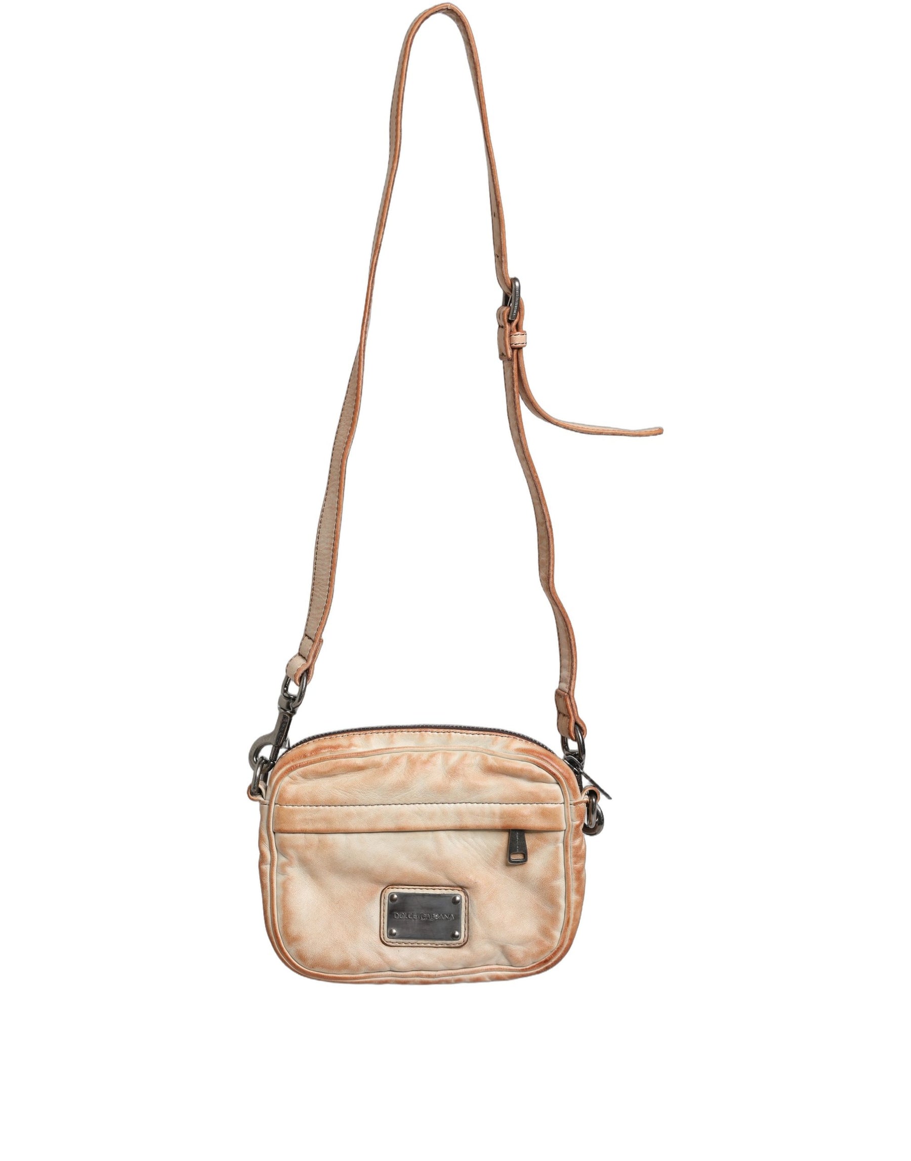 Dolce & Gabbana Beige Vintage Leather Logo Plaque Shoulder Borse Men Bag | Regal Royce