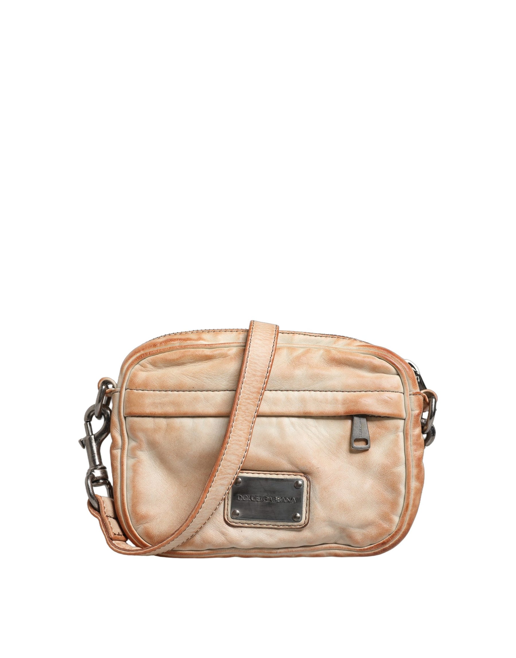 Dolce & Gabbana Beige Vintage Leather Logo Plaque Shoulder Borse Men Bag | Regal Royce