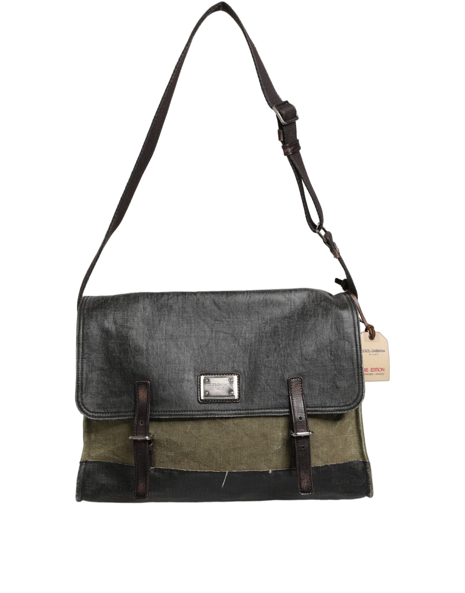 Dolce & Gabbana Military Green Two Tone Messenger Shoulder Borse Men Bag | Regal Royce