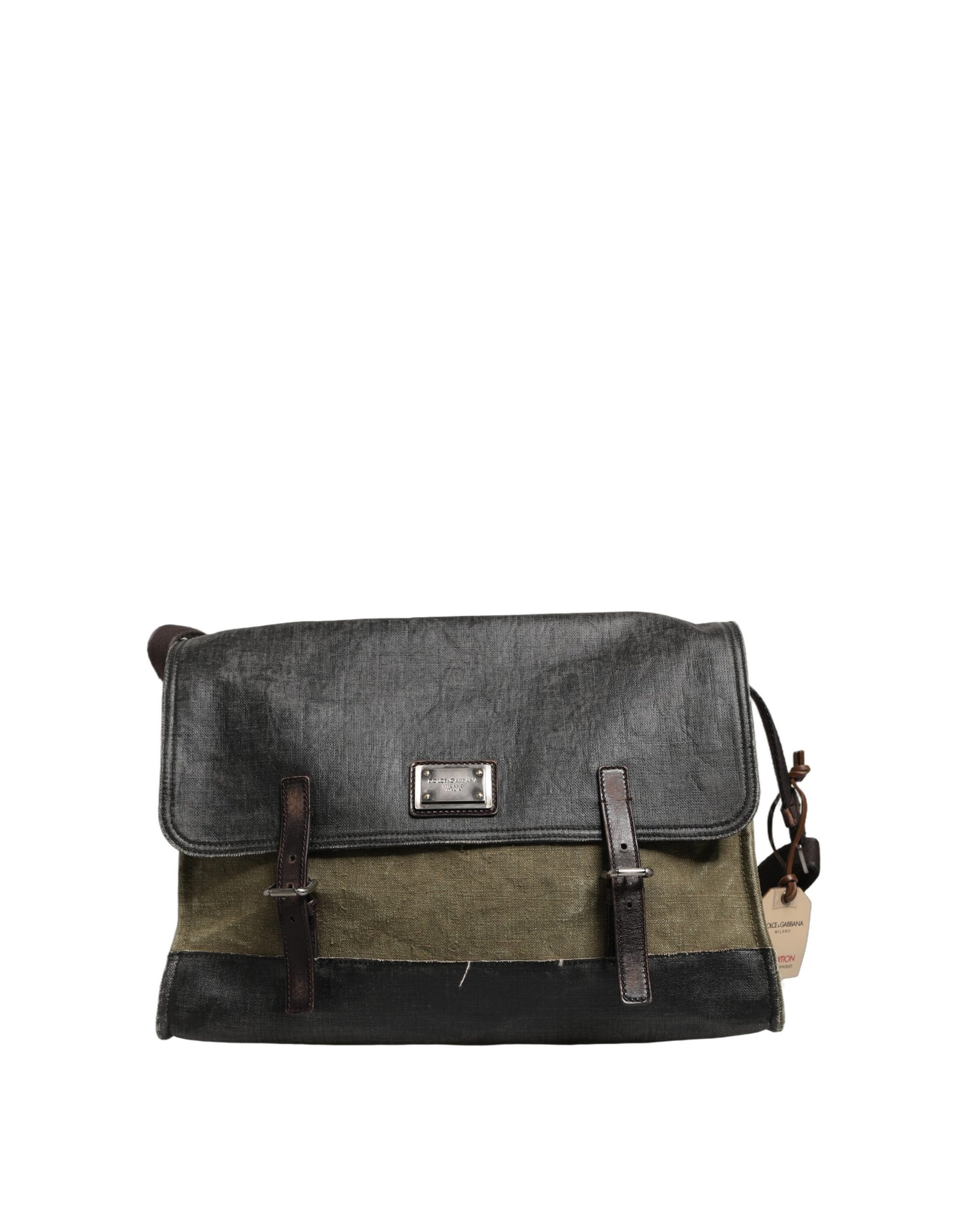 Dolce & Gabbana Military Green Two Tone Messenger Shoulder Borse Men Bag | Regal Royce