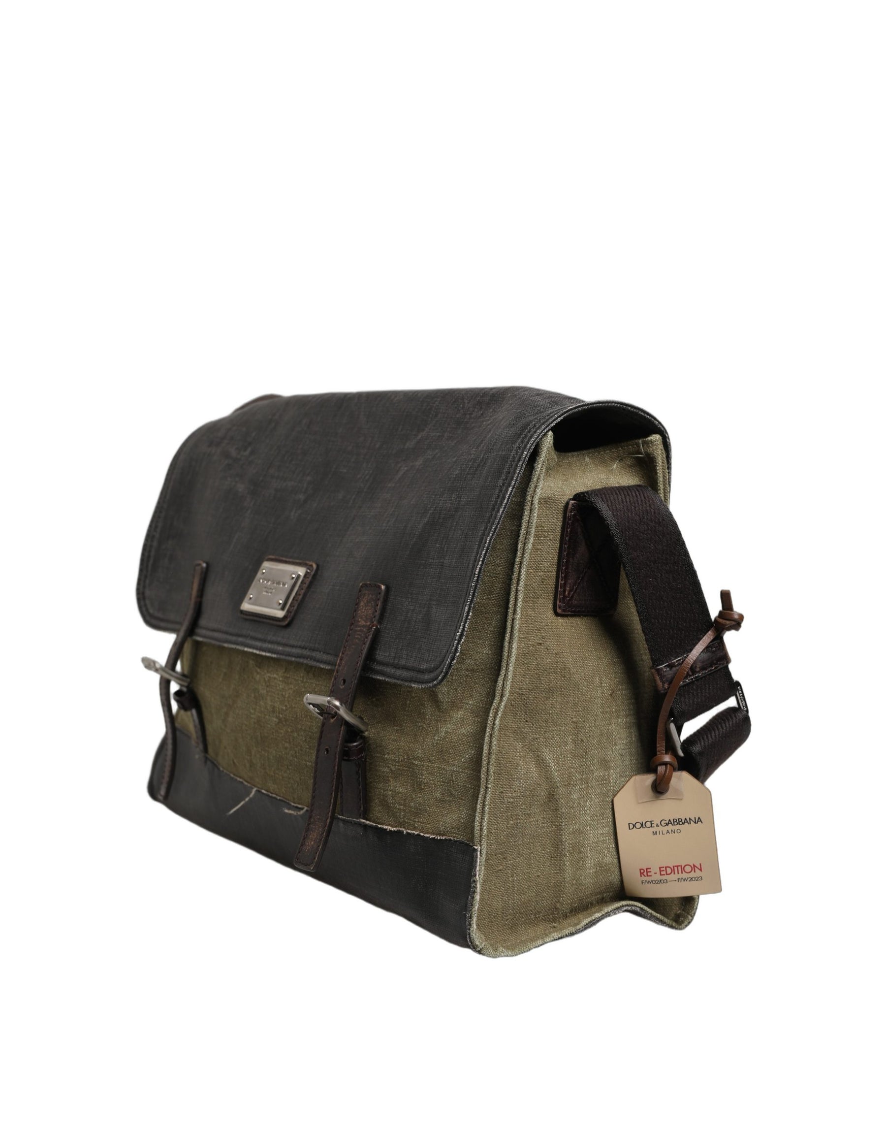 Dolce & Gabbana Military Green Two Tone Messenger Shoulder Borse Men Bag | Regal Royce