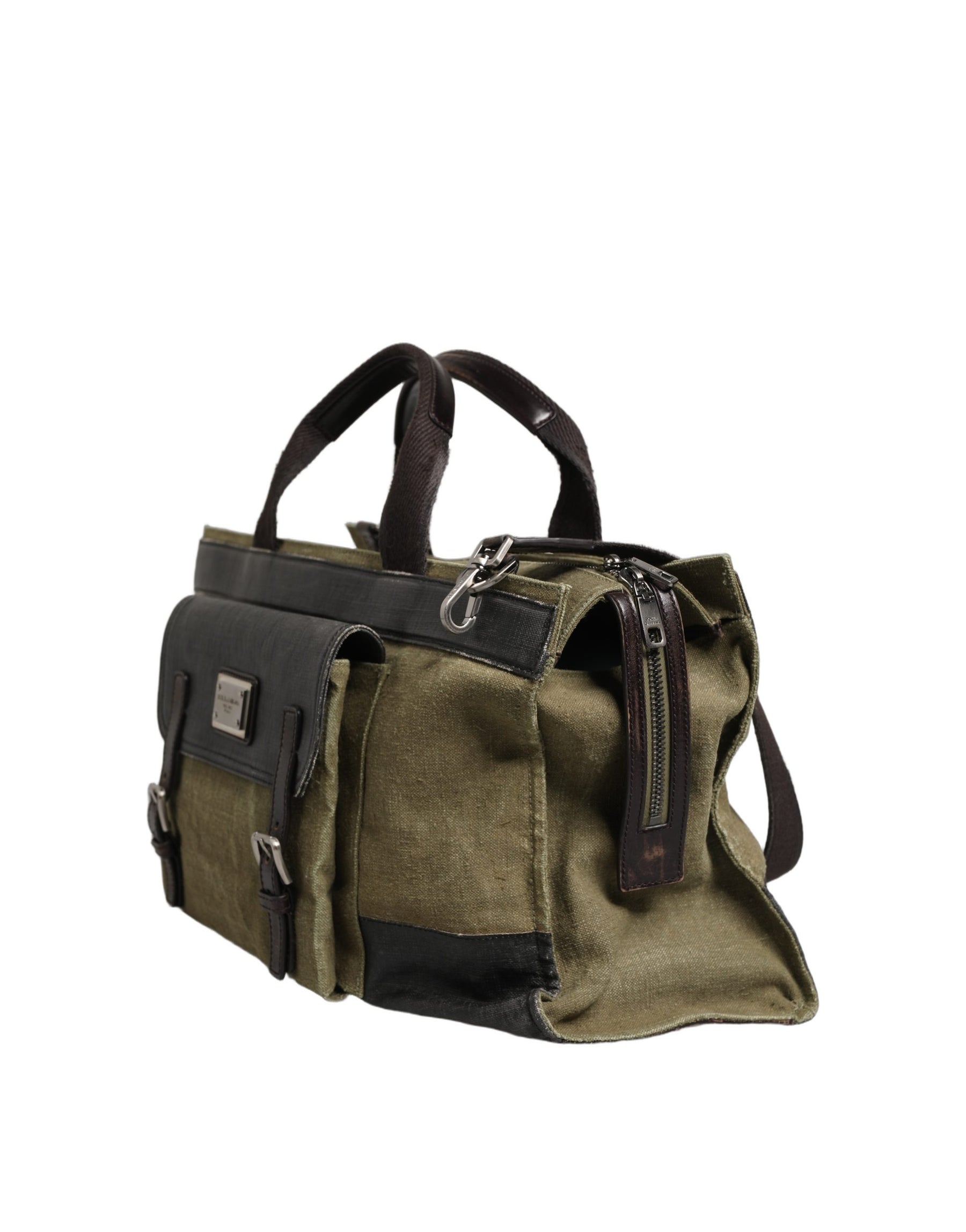 Dolce & Gabbana Military Green Two Tone Tote Duffel Shoulder Borse Bag | Regal Royce