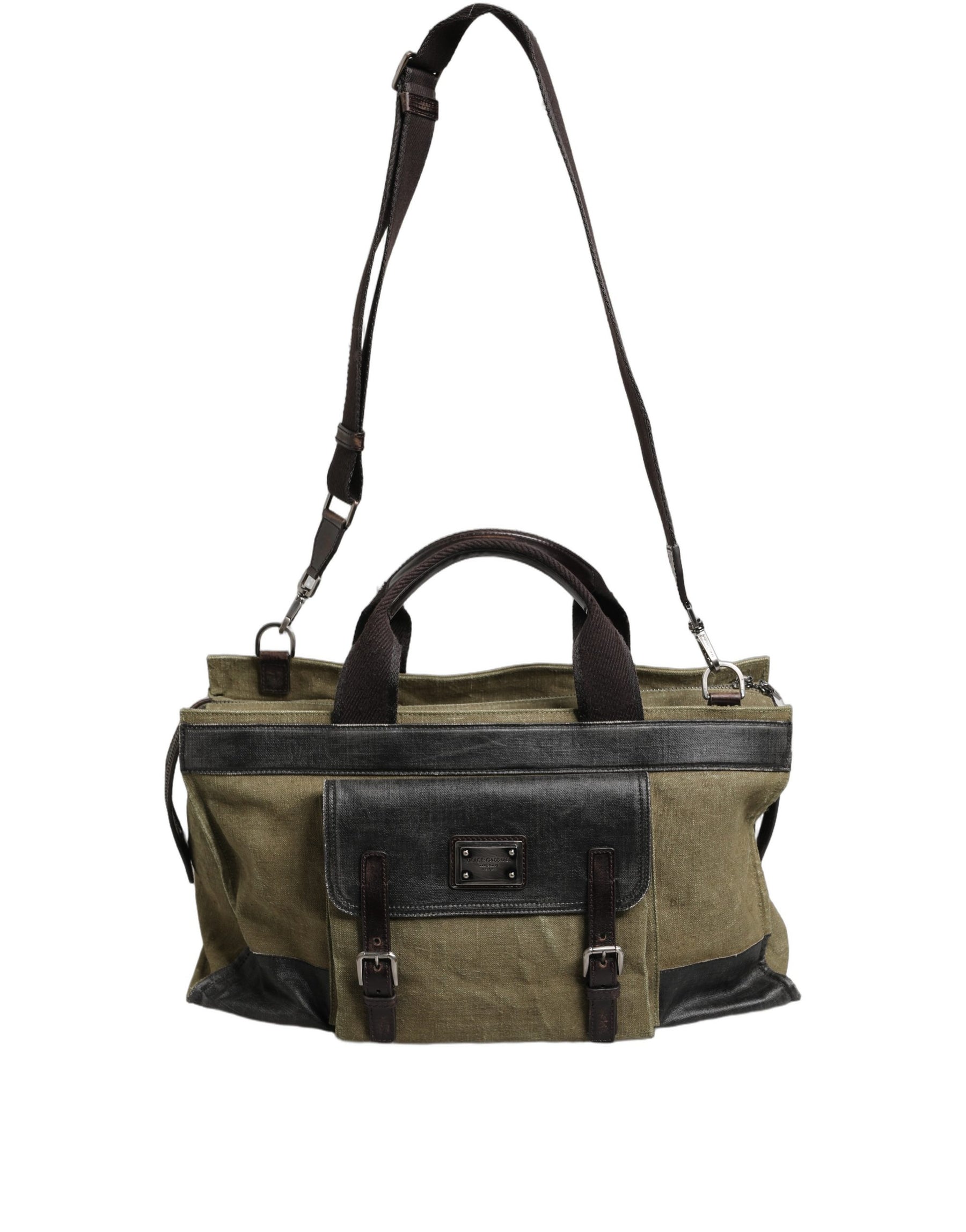 Dolce & Gabbana Military Green Two Tone Tote Duffel Shoulder Borse Bag | Regal Royce