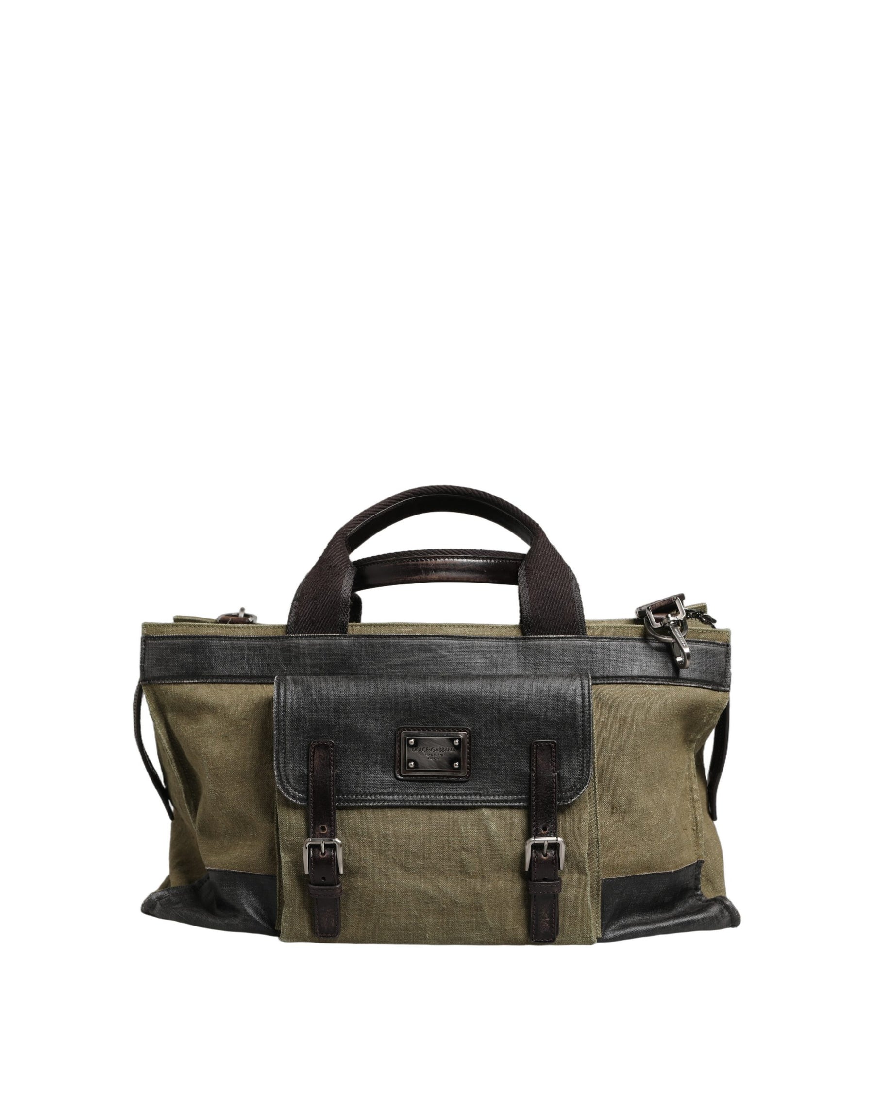 Dolce & Gabbana Military Green Two Tone Tote Duffel Shoulder Borse Bag | Regal Royce