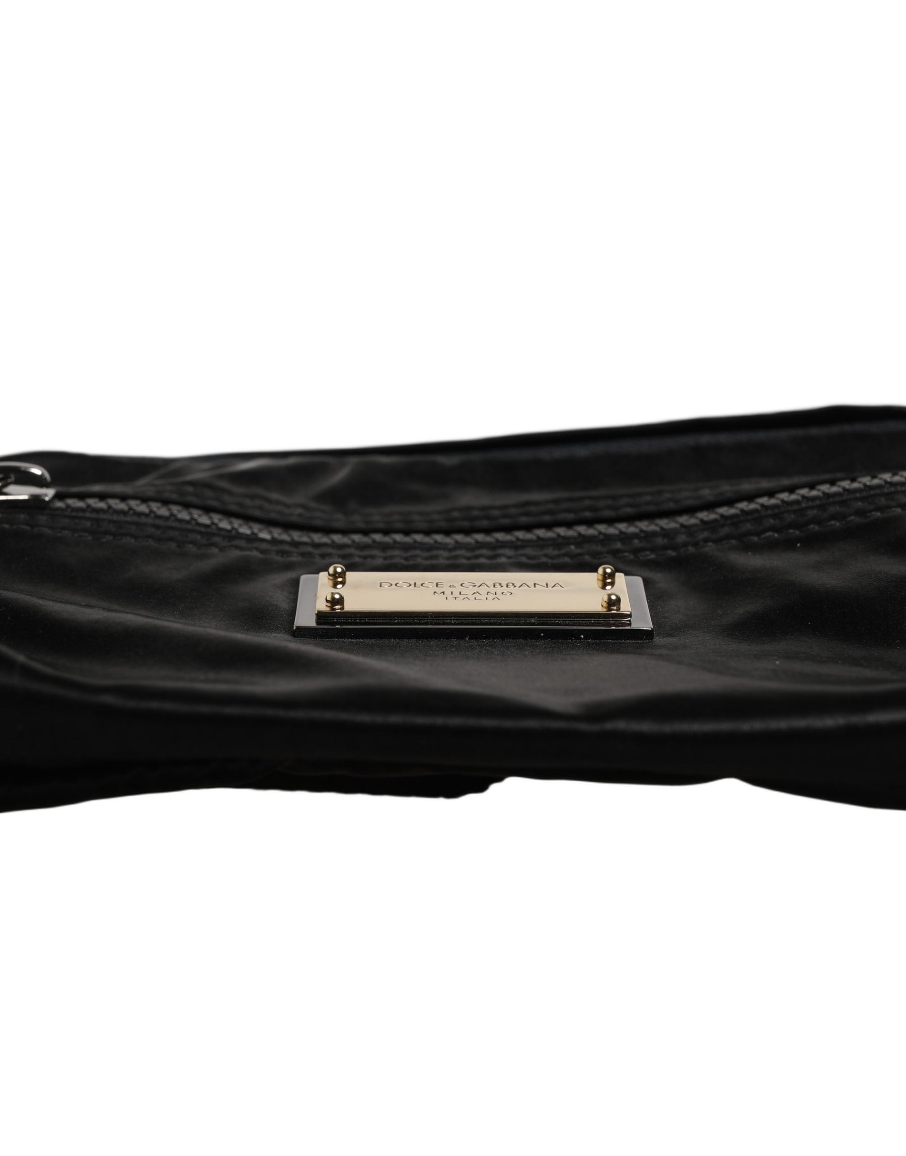 Dolce & Gabbana Black Nylon Brass Plate Bumbag Waist Fanny Pack Men Bag | Regal Royce