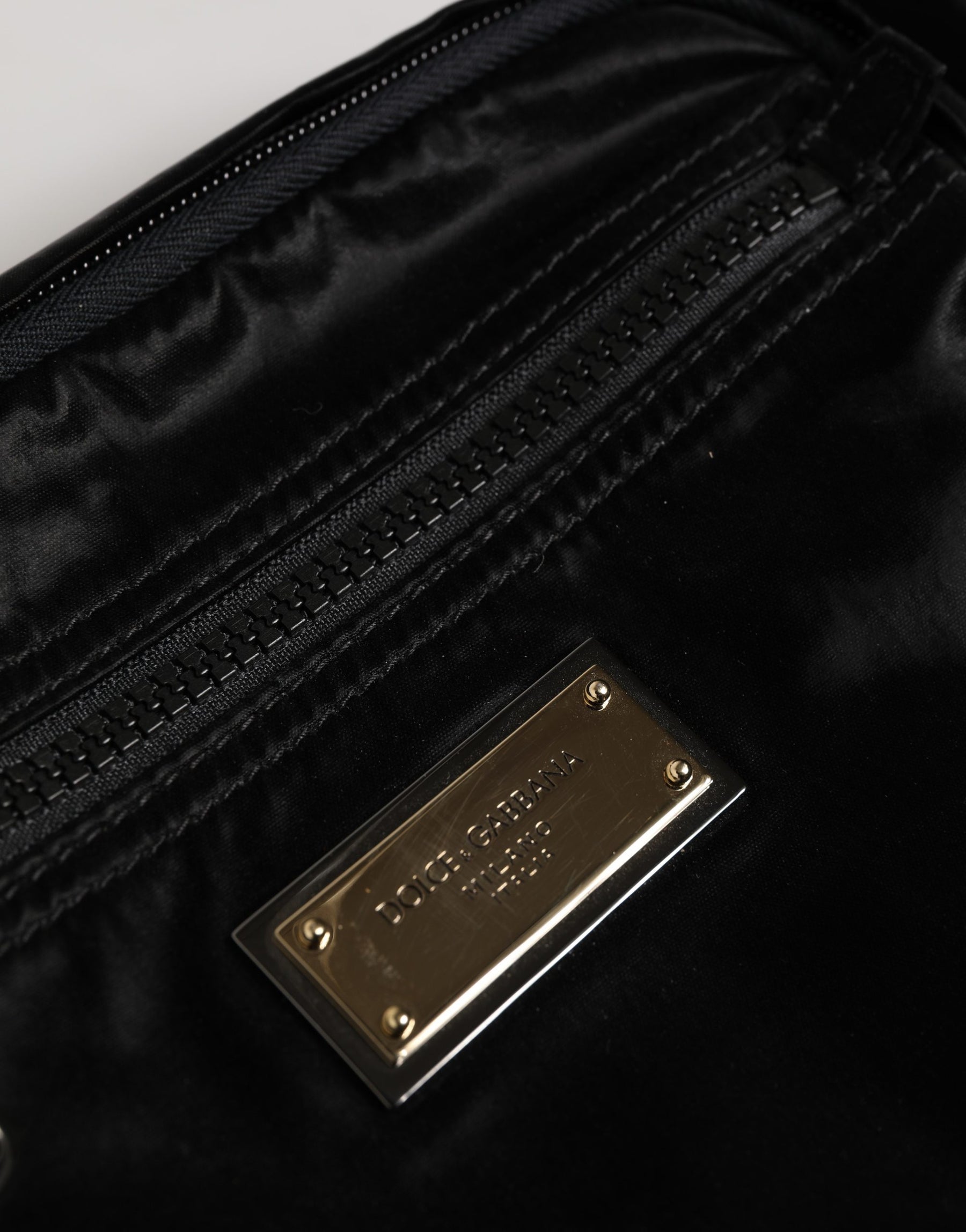Dolce & Gabbana Black Nylon Brass Plate Bumbag Waist Fanny Pack Men Bag | Regal Royce