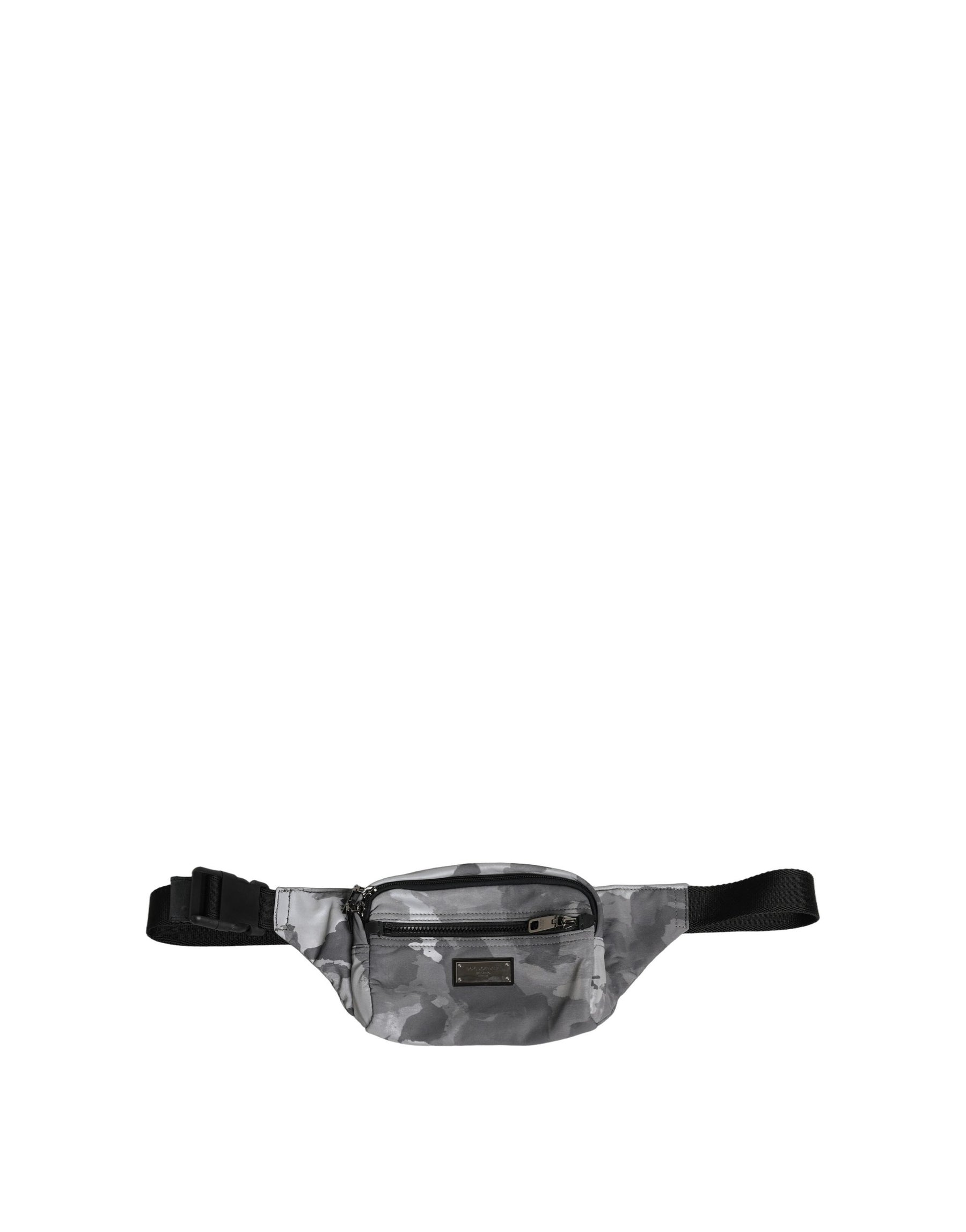 Dolce & Gabbana Black Nylon Brass Plate Camouflage Waist Fanny Pack Bag | Regal Royce