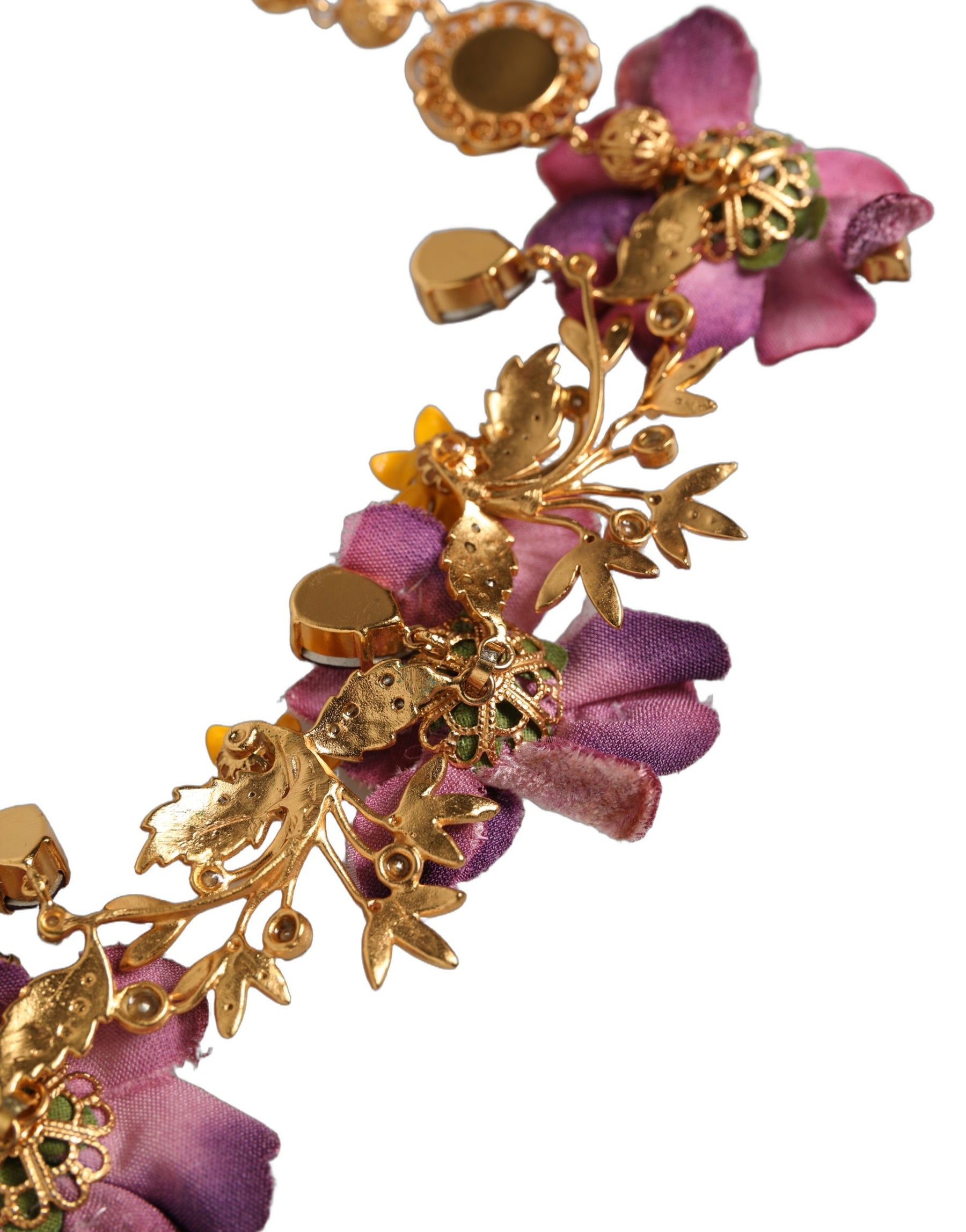 Dolce & Gabbana Gold Brass Mix Fiori Flowers Crystal Chain Necklace | Regal Royce