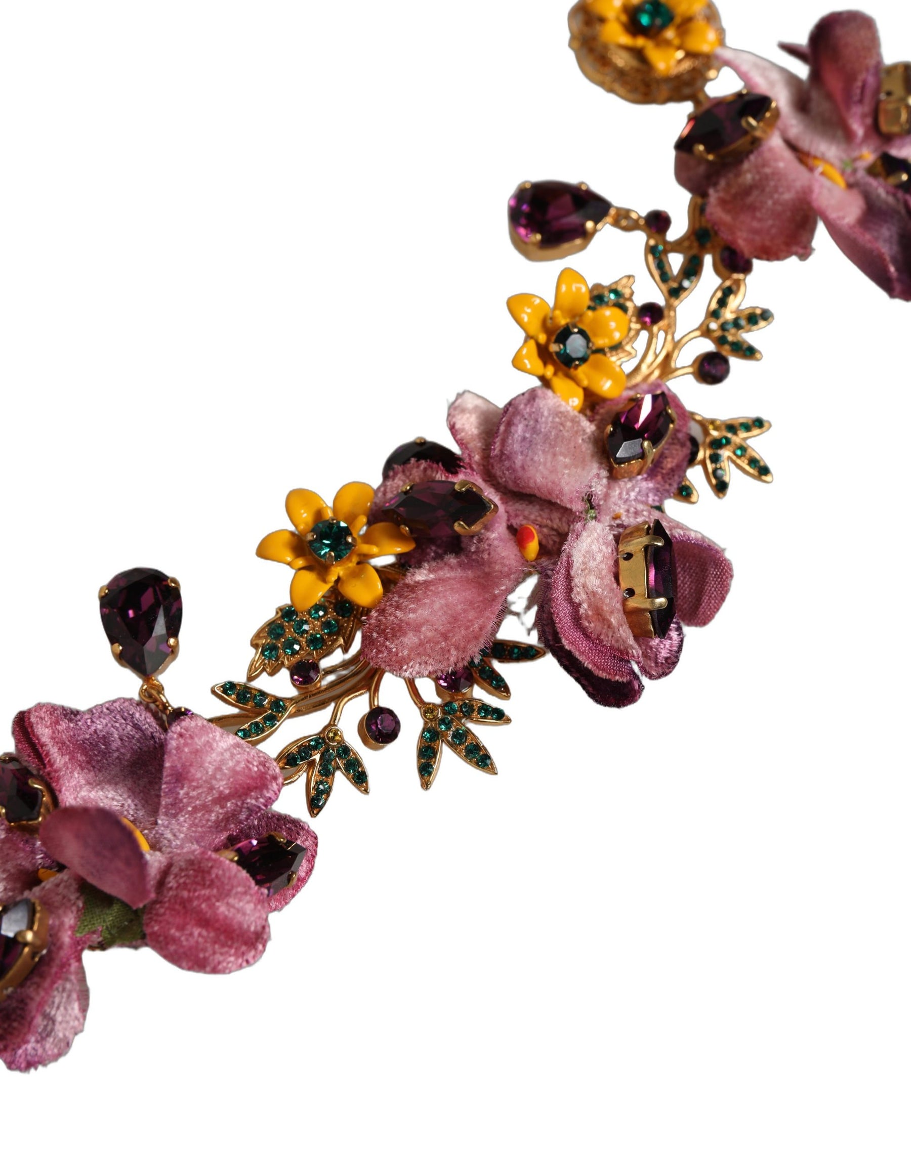 Dolce & Gabbana Gold Brass Mix Fiori Flowers Crystal Chain Necklace | Regal Royce