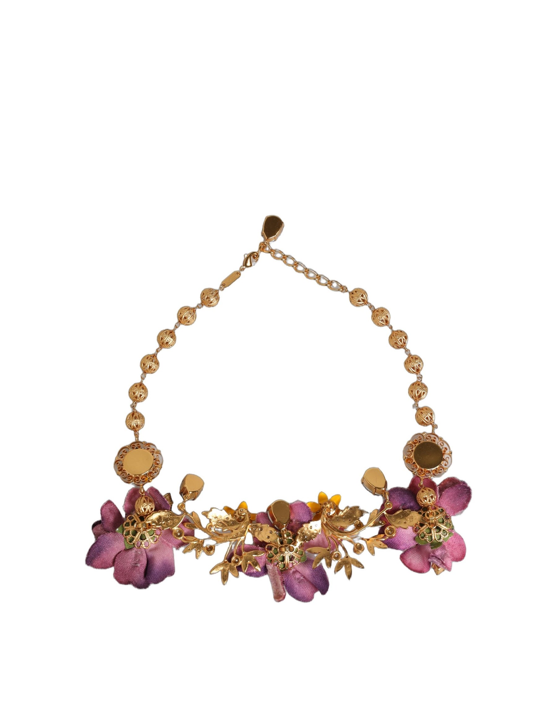 Dolce & Gabbana Gold Brass Mix Fiori Flowers Crystal Chain Necklace | Regal Royce