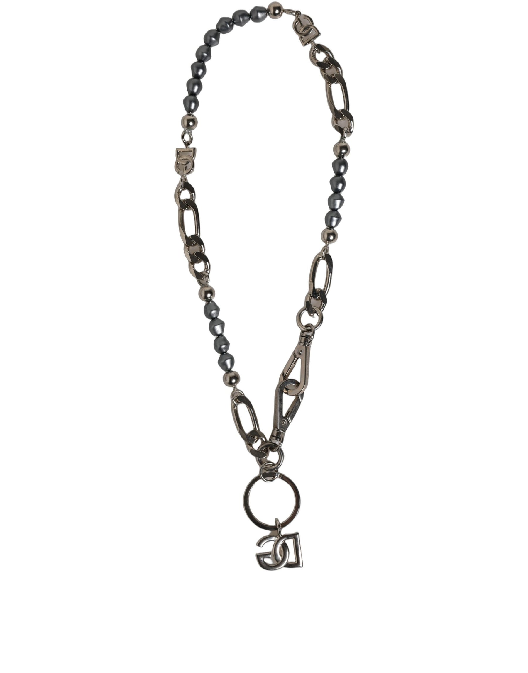 Dolce & Gabbana Silver Tone Chain Signature DG Logo Pendant Necklace | Regal Royce