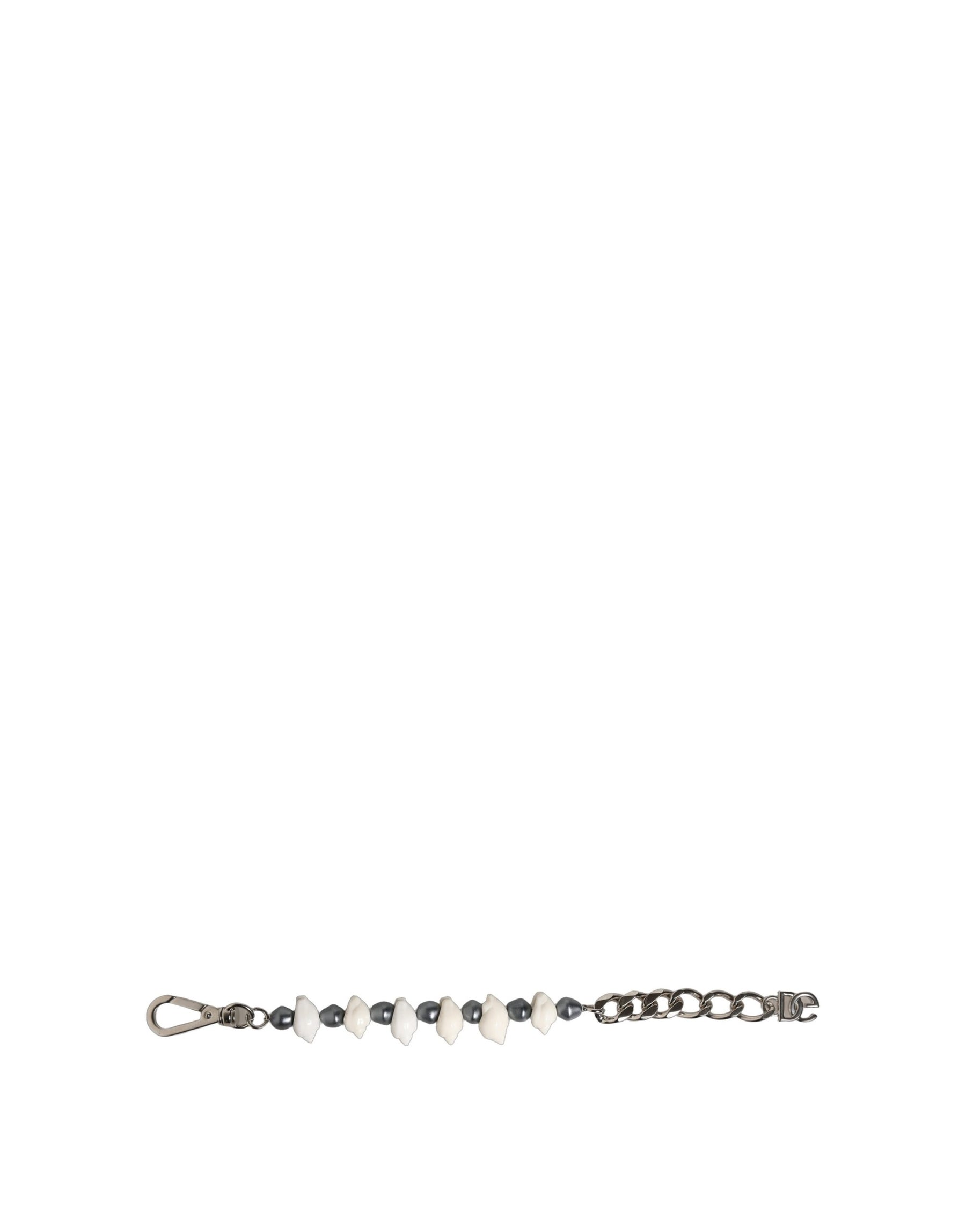 Dolce & Gabbana Silver Tone Brass Beaded Shell DG Logo Pendant Bracelet | Regal Royce