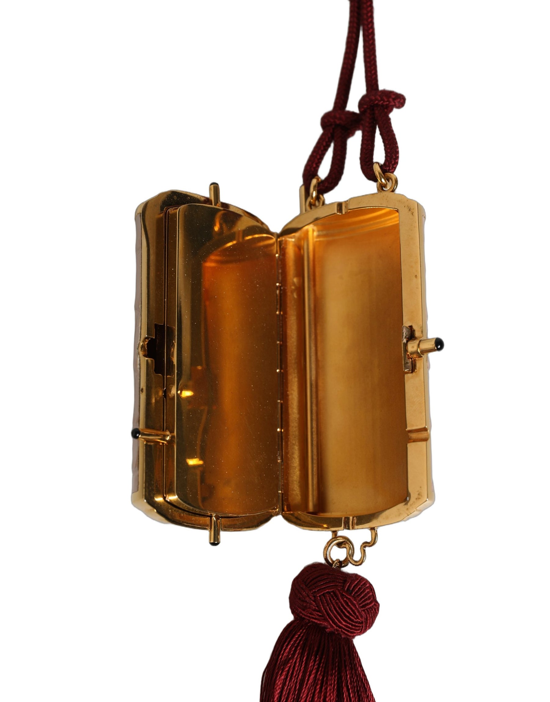 Dolce & Gabbana Pink Exotic Leather Mini Mirror Tassel Makeup Bag | Regal Royce