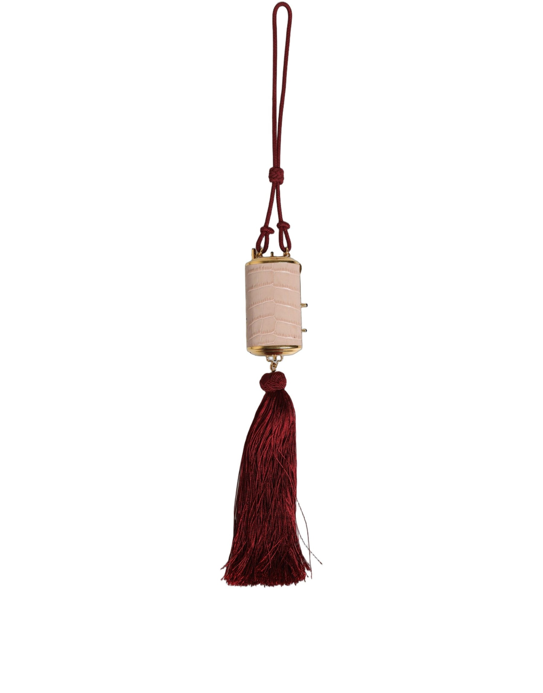 Dolce & Gabbana Pink Exotic Leather Mini Mirror Tassel Makeup Bag | Regal Royce