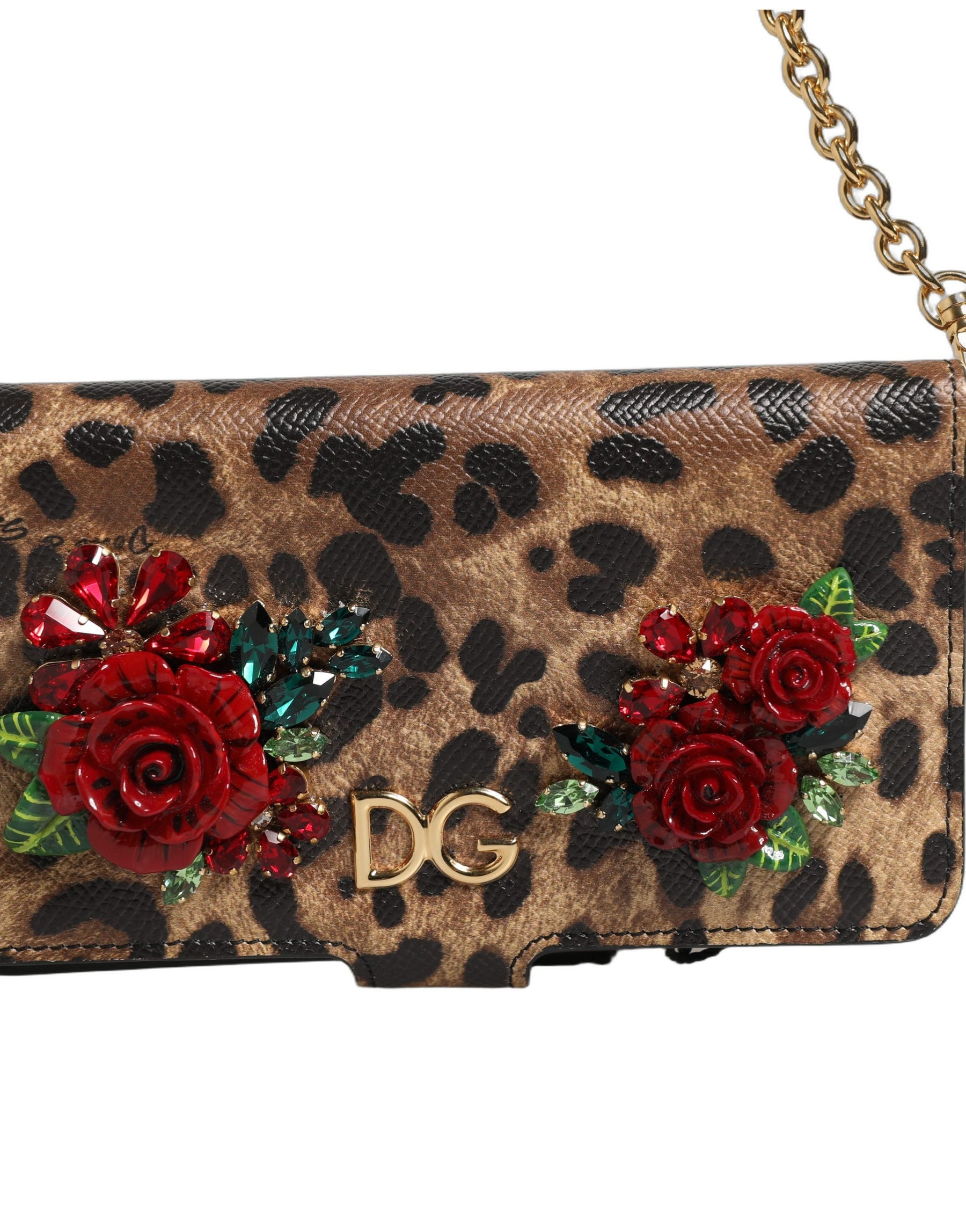 Dolce & Gabbana Flip Cover Brown Leopard Crystal iPhone X - XS Case | Regal Royce