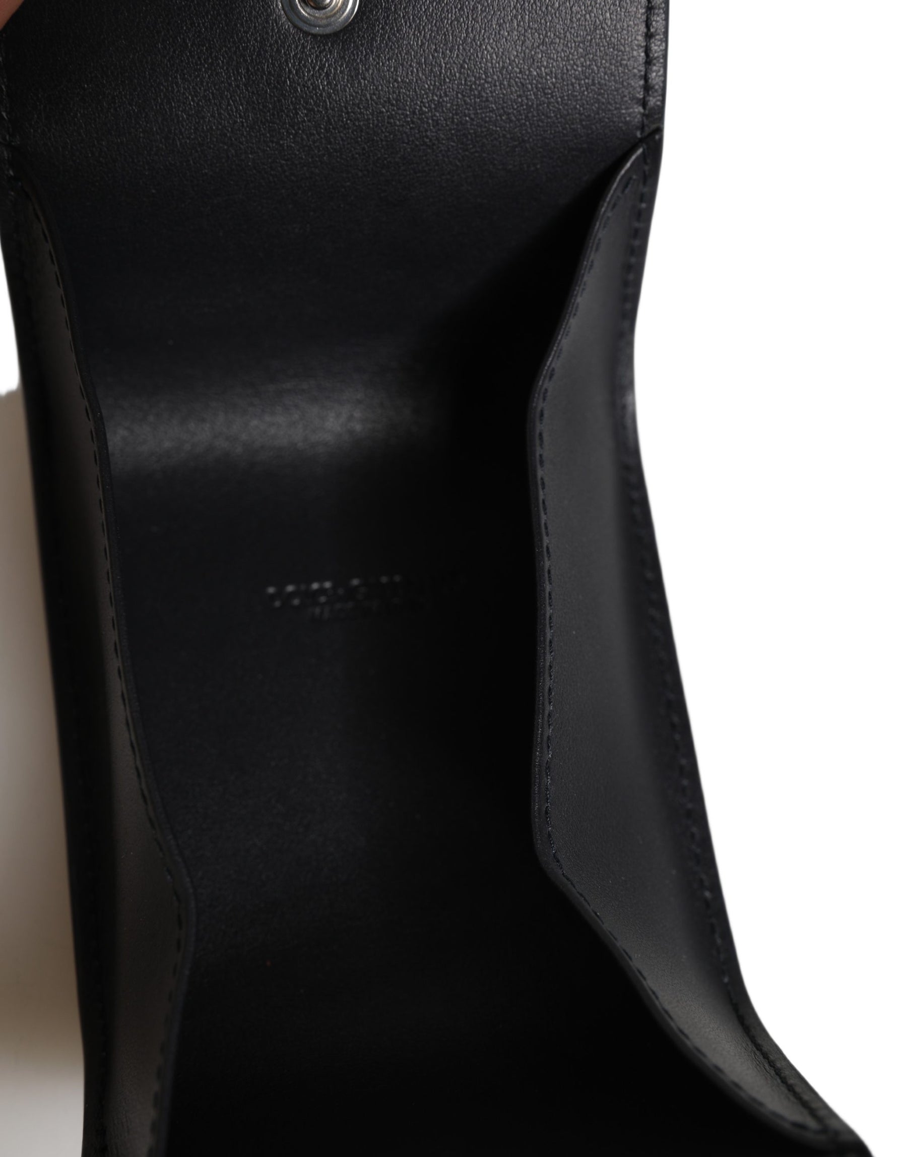 Dolce & Gabbana Black Calfskin Leather Logo Print Bifold CoinPurse Wallet | Regal Royce