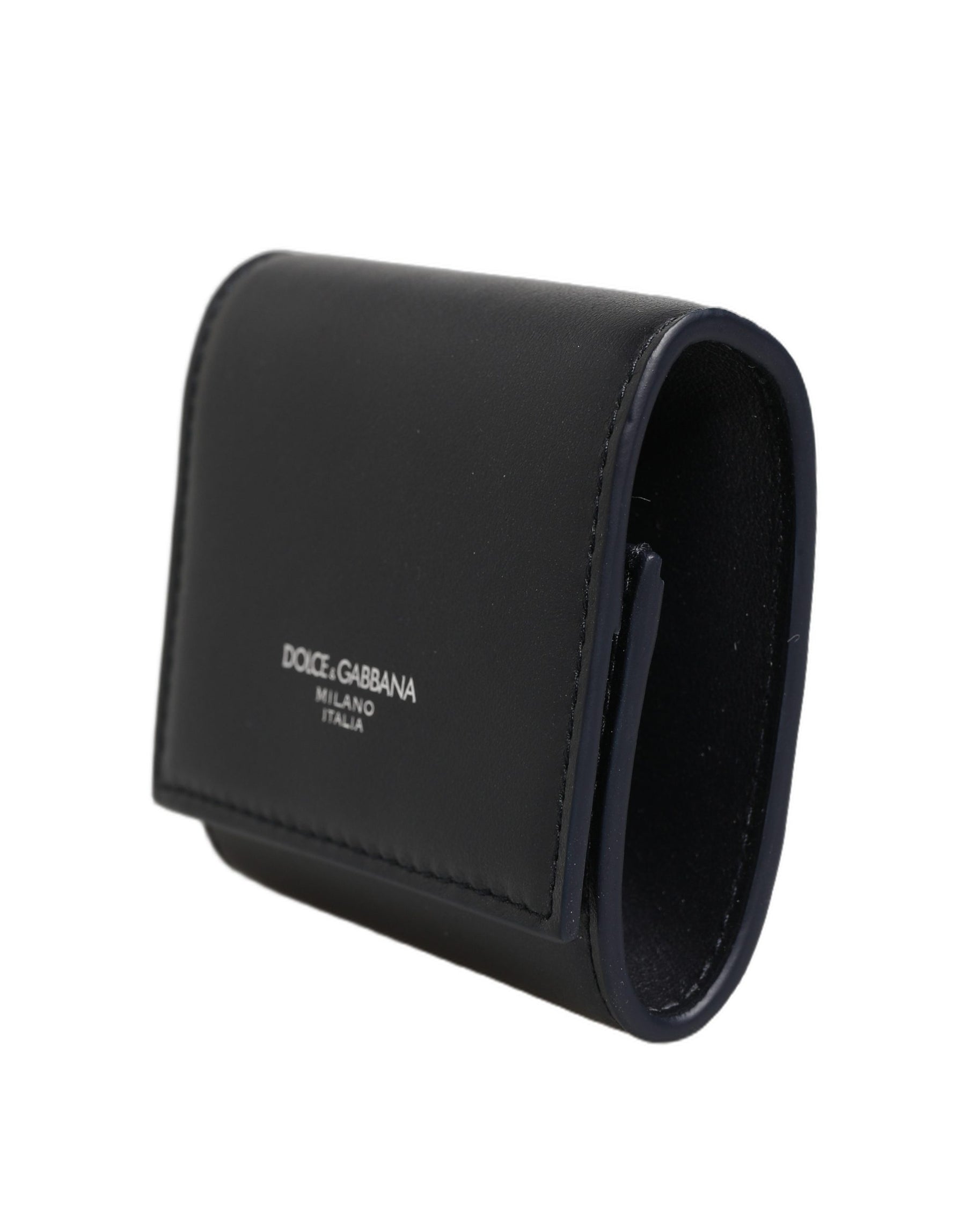 Dolce & Gabbana Black Calfskin Leather Logo Print Bifold CoinPurse Wallet | Regal Royce
