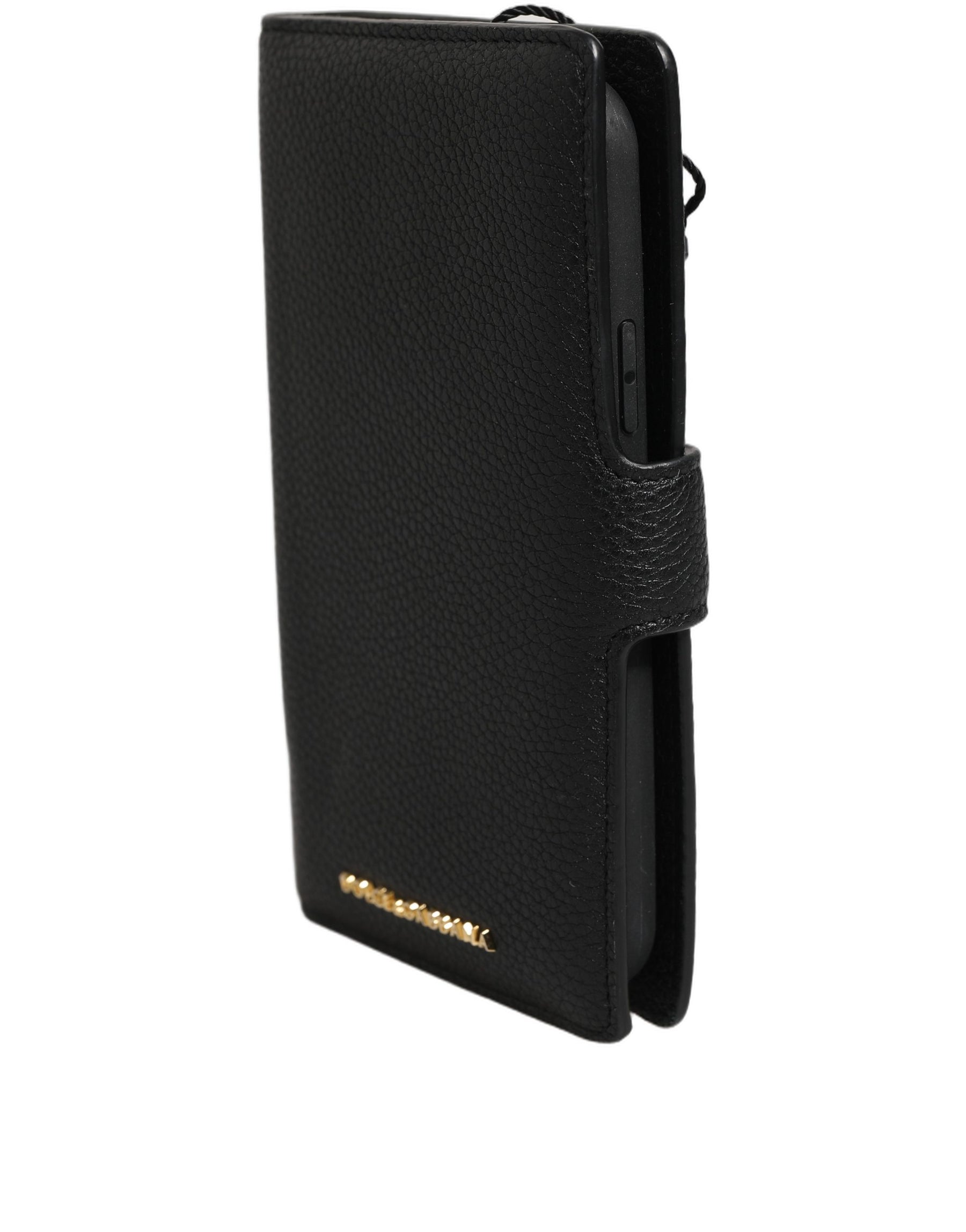 Dolce & Gabbana Case Flip Cover Black Calf Leather iPhone11 PRO Phone | Regal Royce