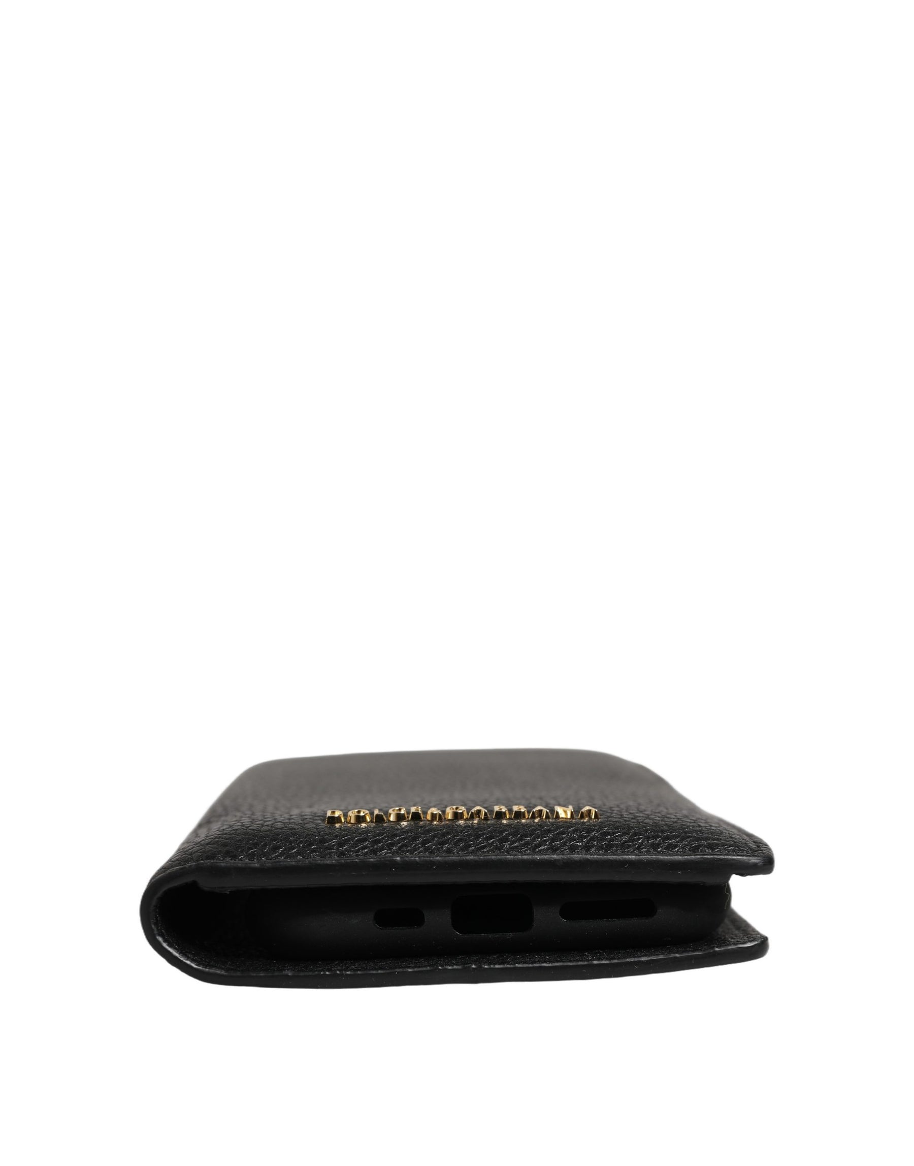 Dolce & Gabbana Case Flip Cover Black Calf Leather iPhone11 PRO Phone | Regal Royce