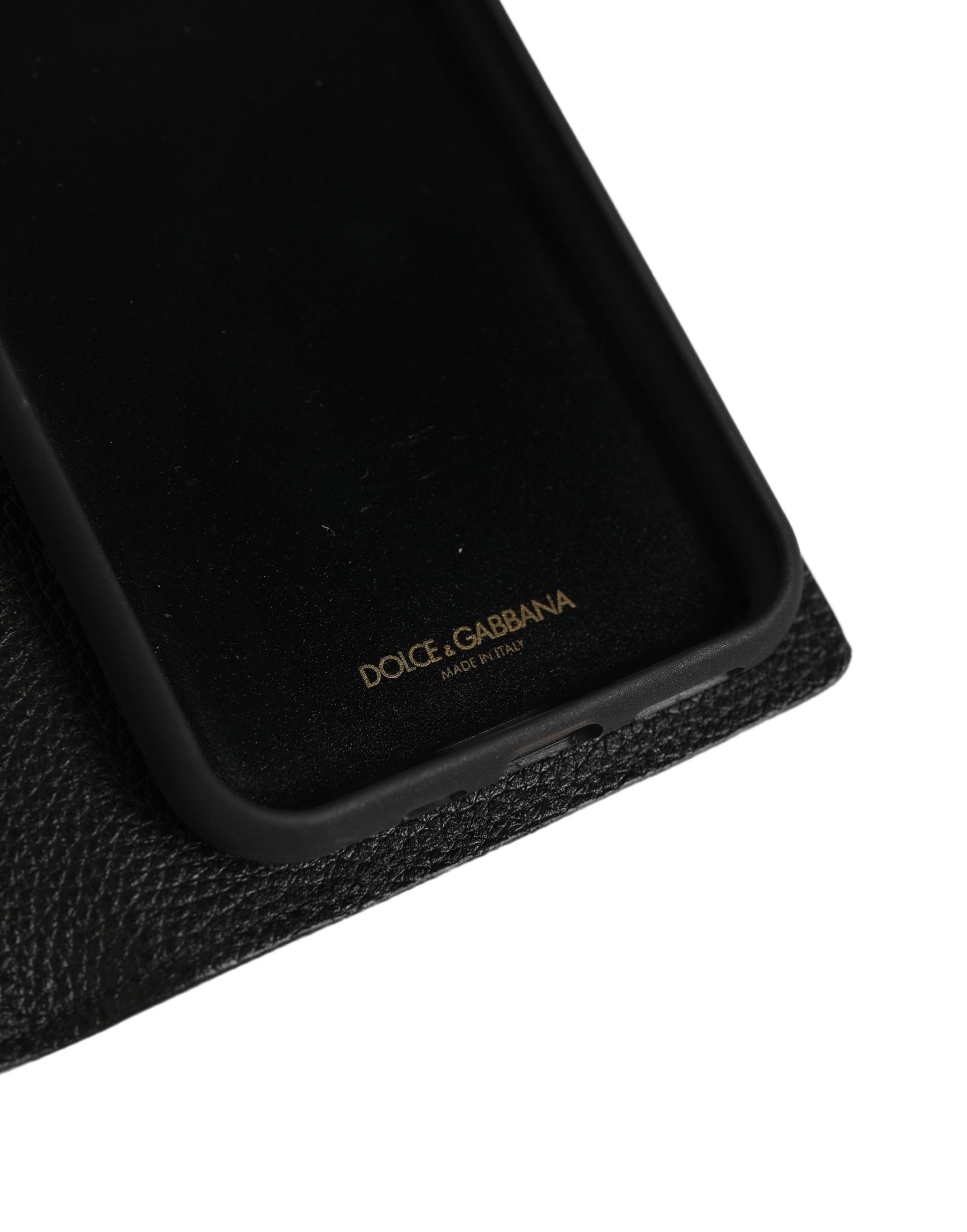 Dolce & Gabbana Case Flip Cover Black Calf Leather iPhone11 PRO Phone | Regal Royce
