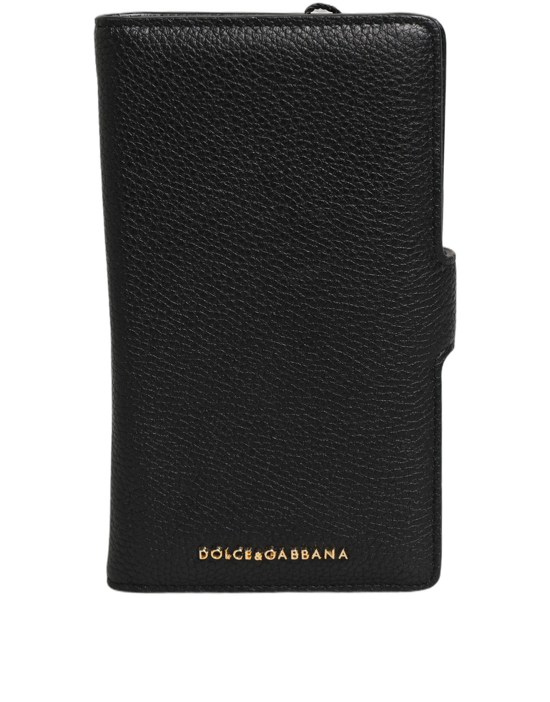 Dolce & Gabbana Case Flip Cover Black Calf Leather iPhone11 PRO Phone | Regal Royce