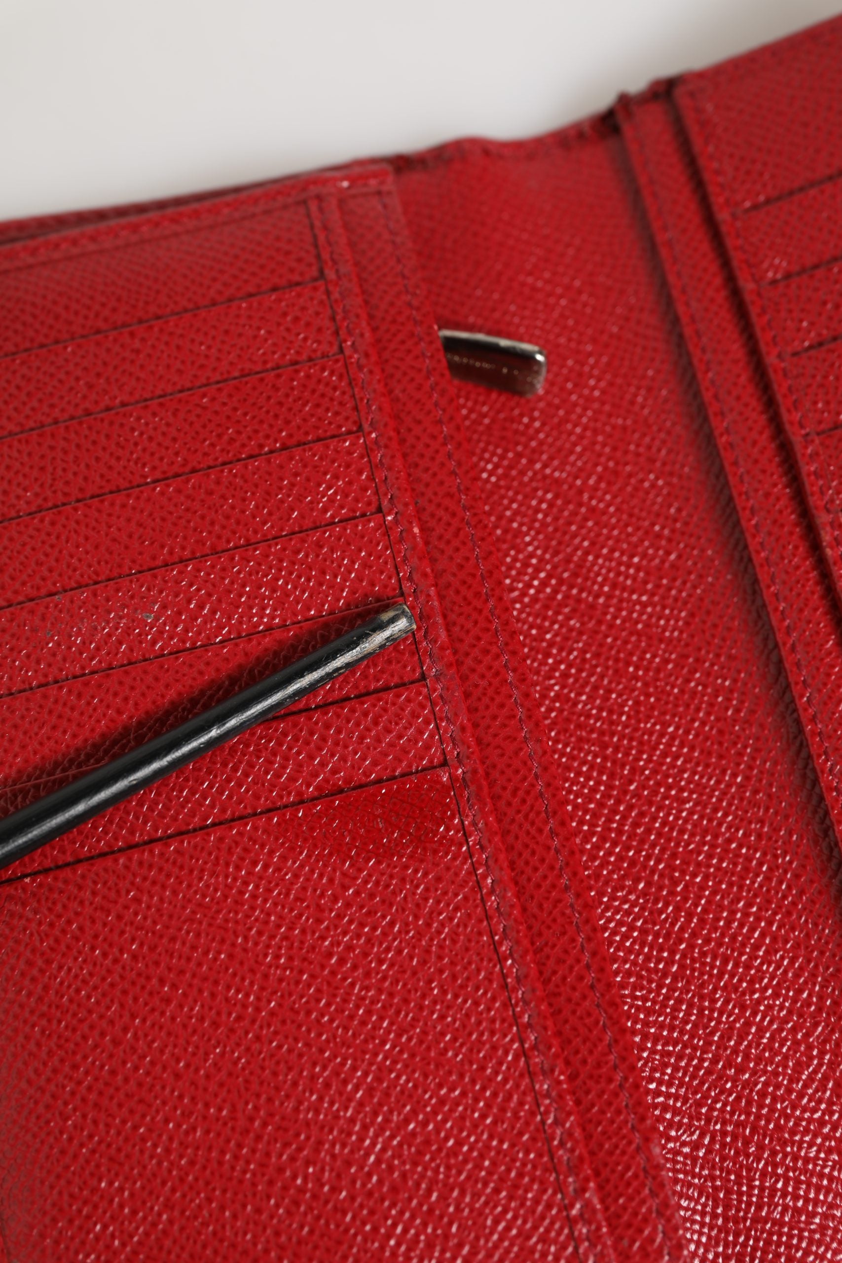 Dolce & Gabbana Red Dauphine Leather ID Men Card Holder Bifold Wallet | Regal Royce