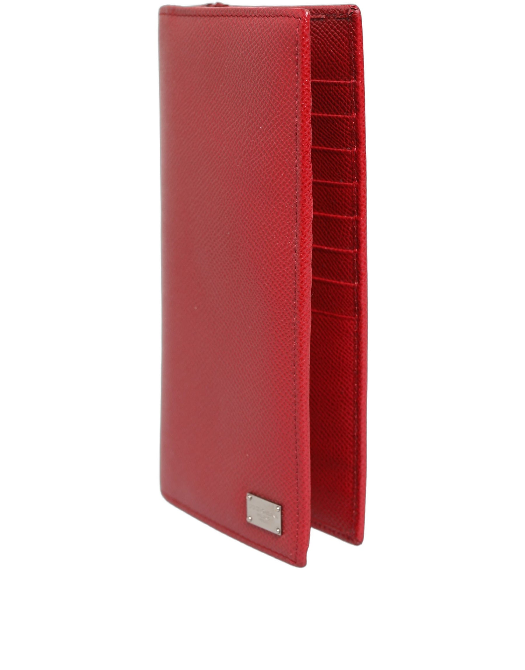 Dolce & Gabbana Red Dauphine Leather ID Men Card Holder Bifold Wallet | Regal Royce