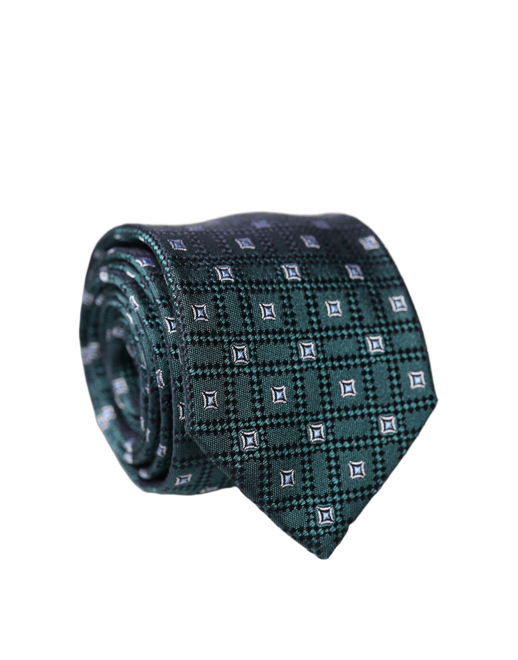 Dolce & Gabbana Dark Green Patterned Silk Adjustable Men Necktie Tie | Regal Royce