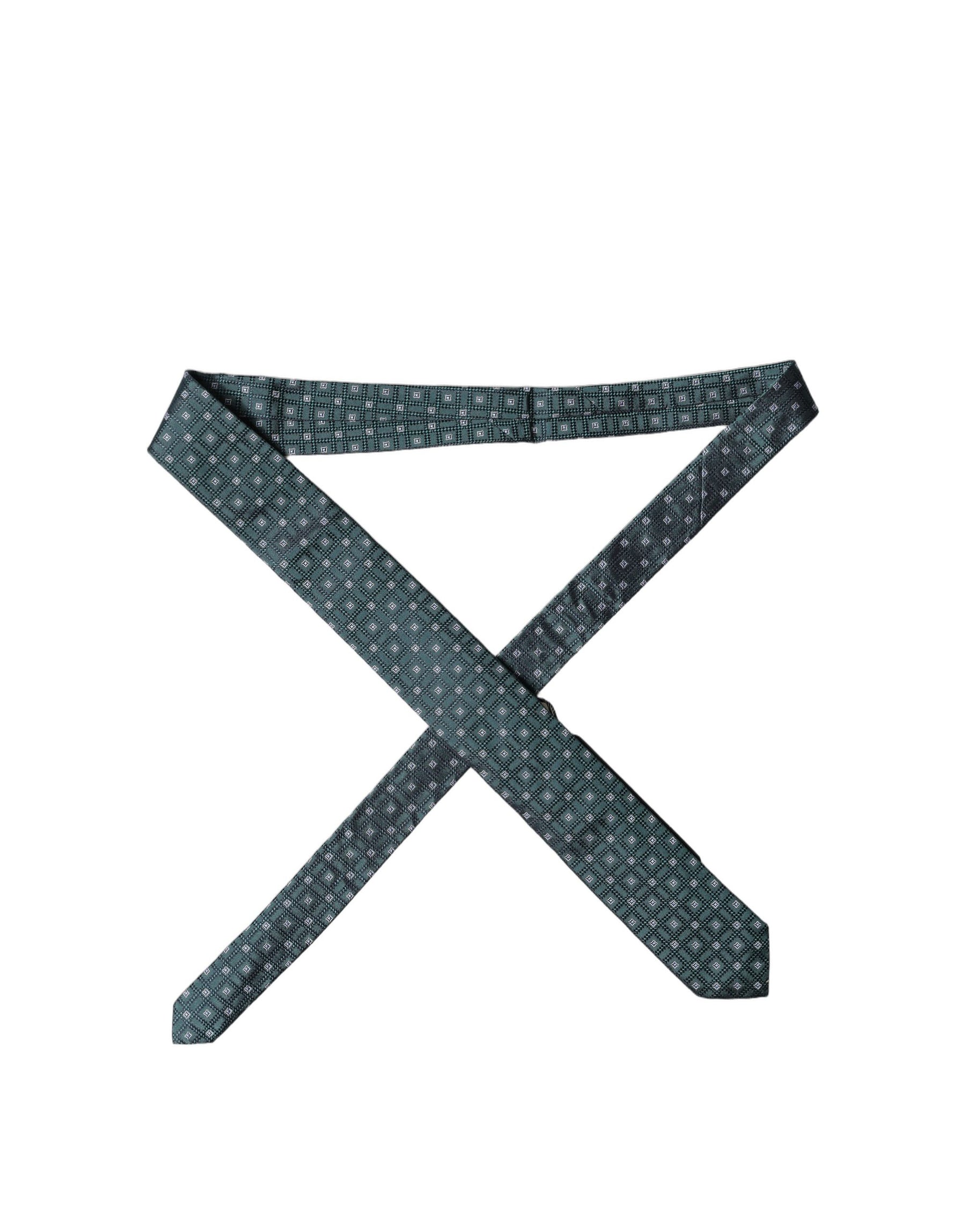 Dolce & Gabbana Dark Green Patterned Silk Adjustable Men Necktie Tie | Regal Royce