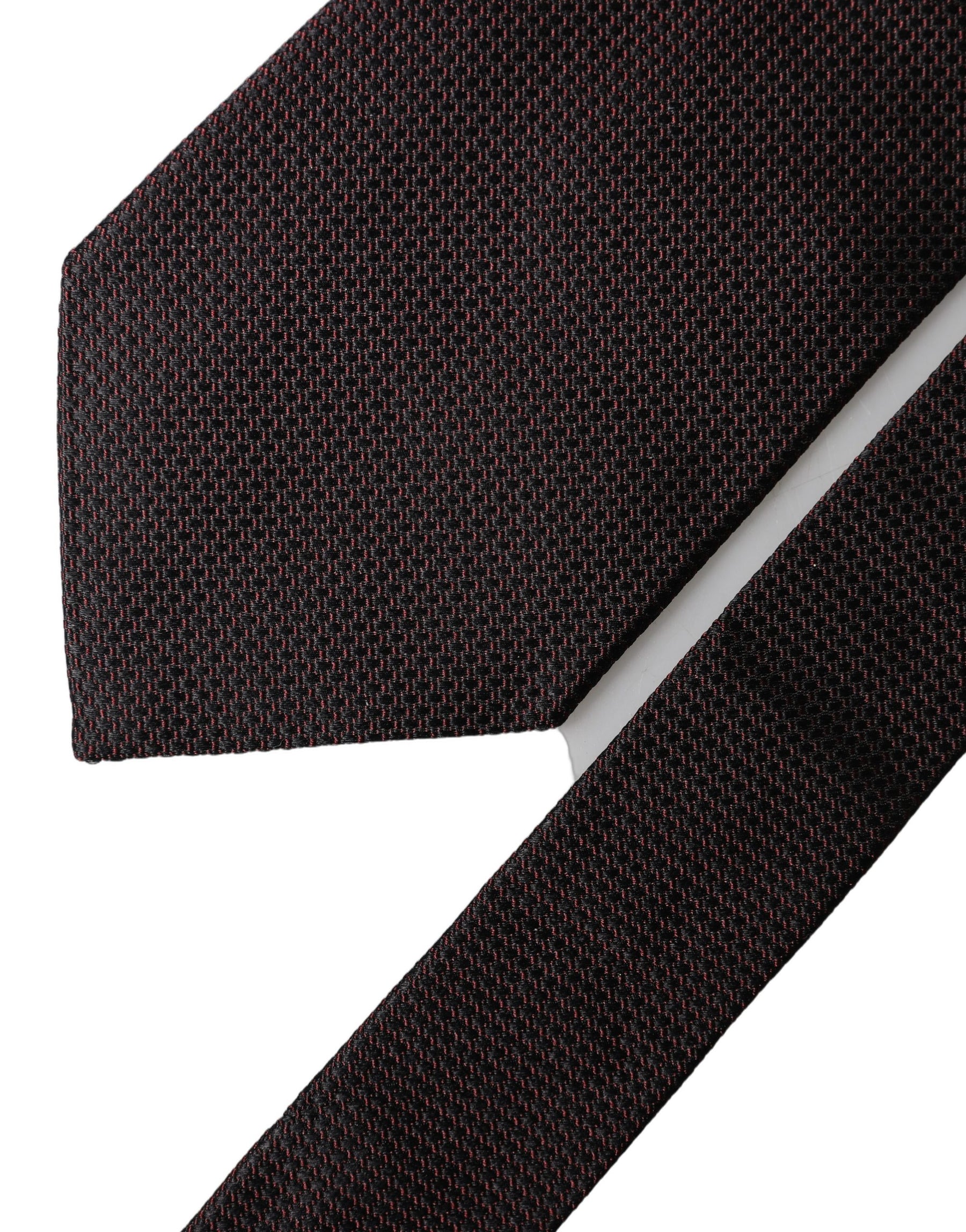 Dolce & Gabbana Black Red Patterned 100% Silk Adjustable Men Necktie Tie | Regal Royce