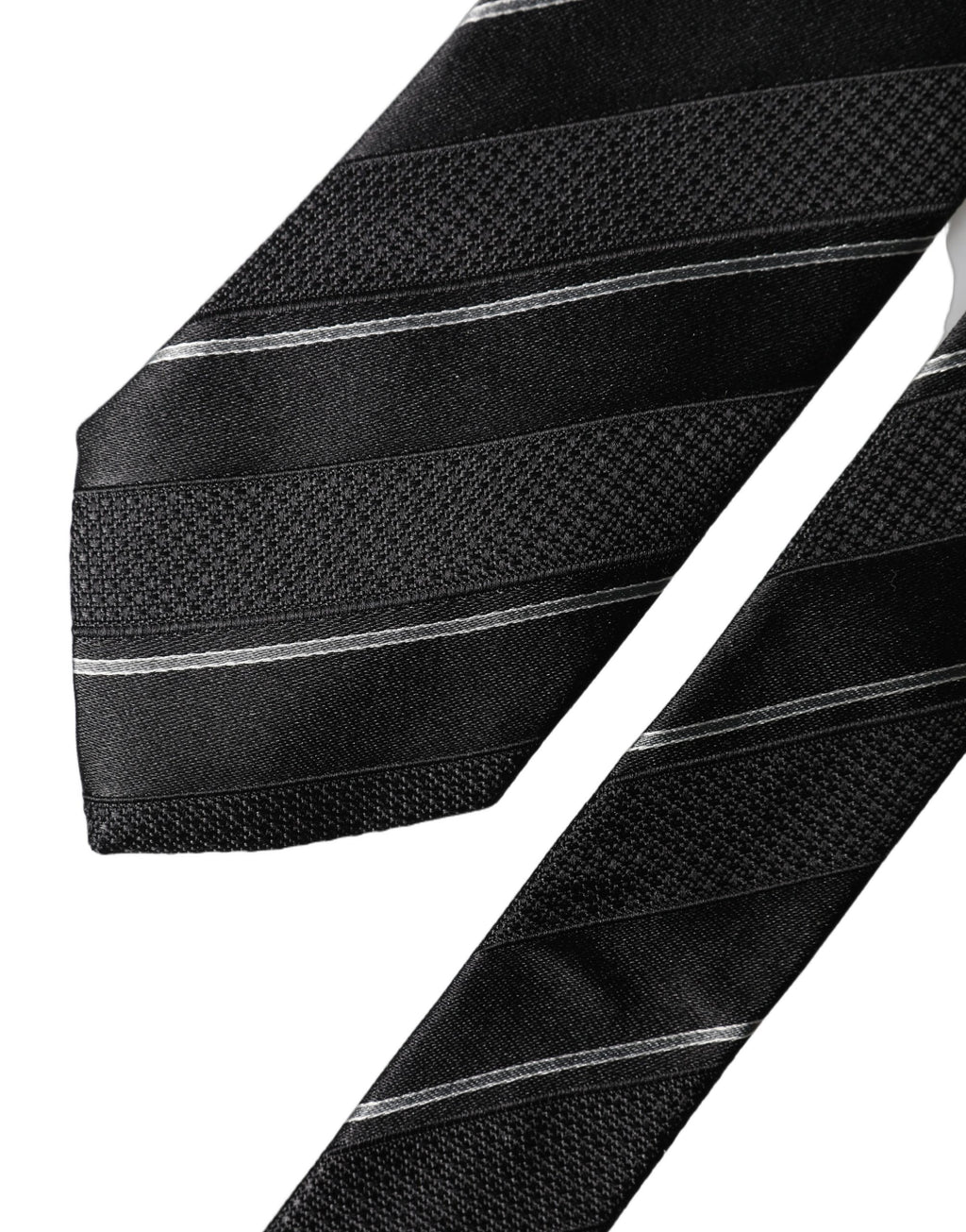 Dolce & Gabbana Black White Stripes 100% Silk Adjustable Men Necktie Tie